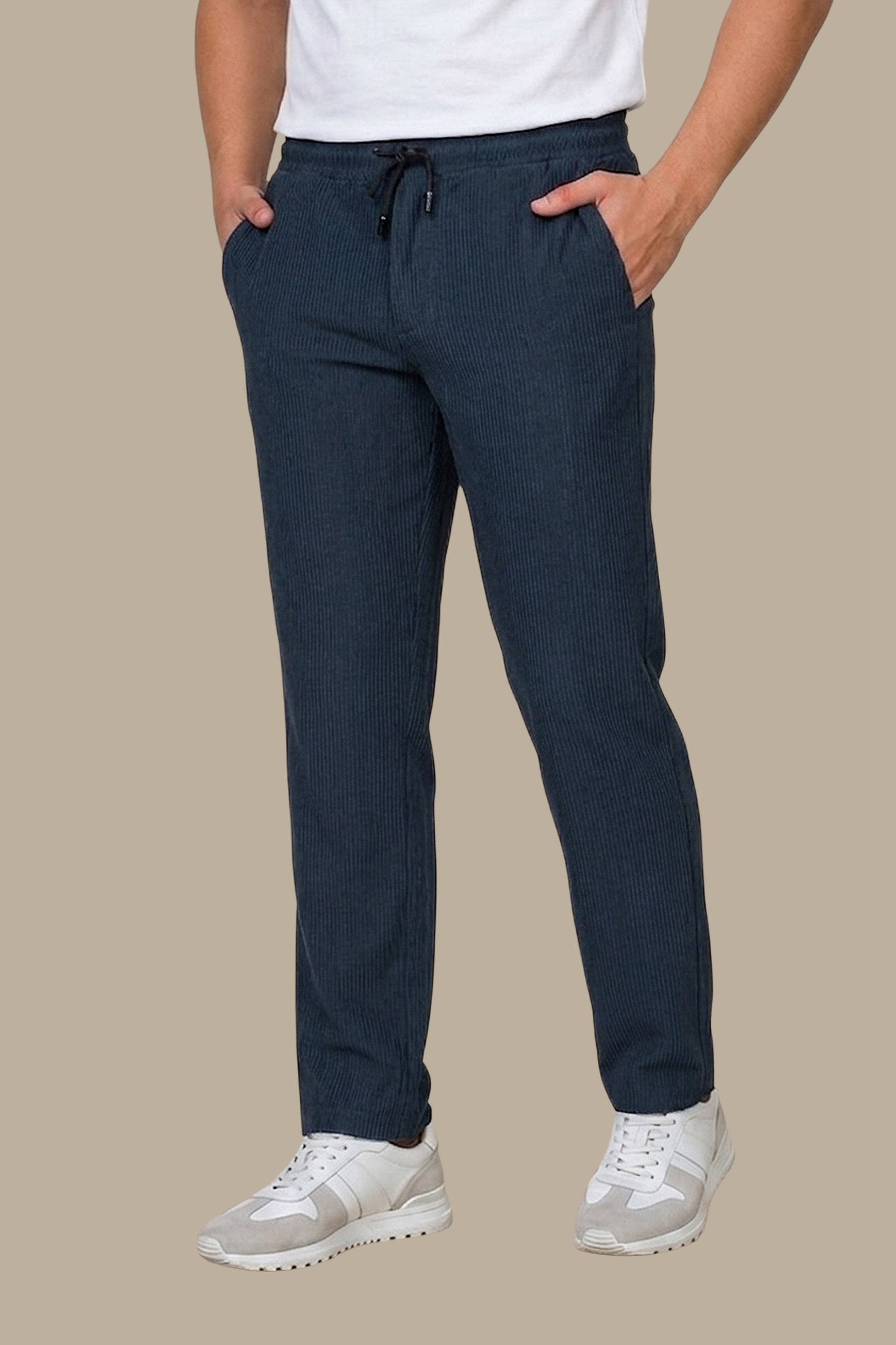 Pant Baggy Ribbed Plain Petrol
