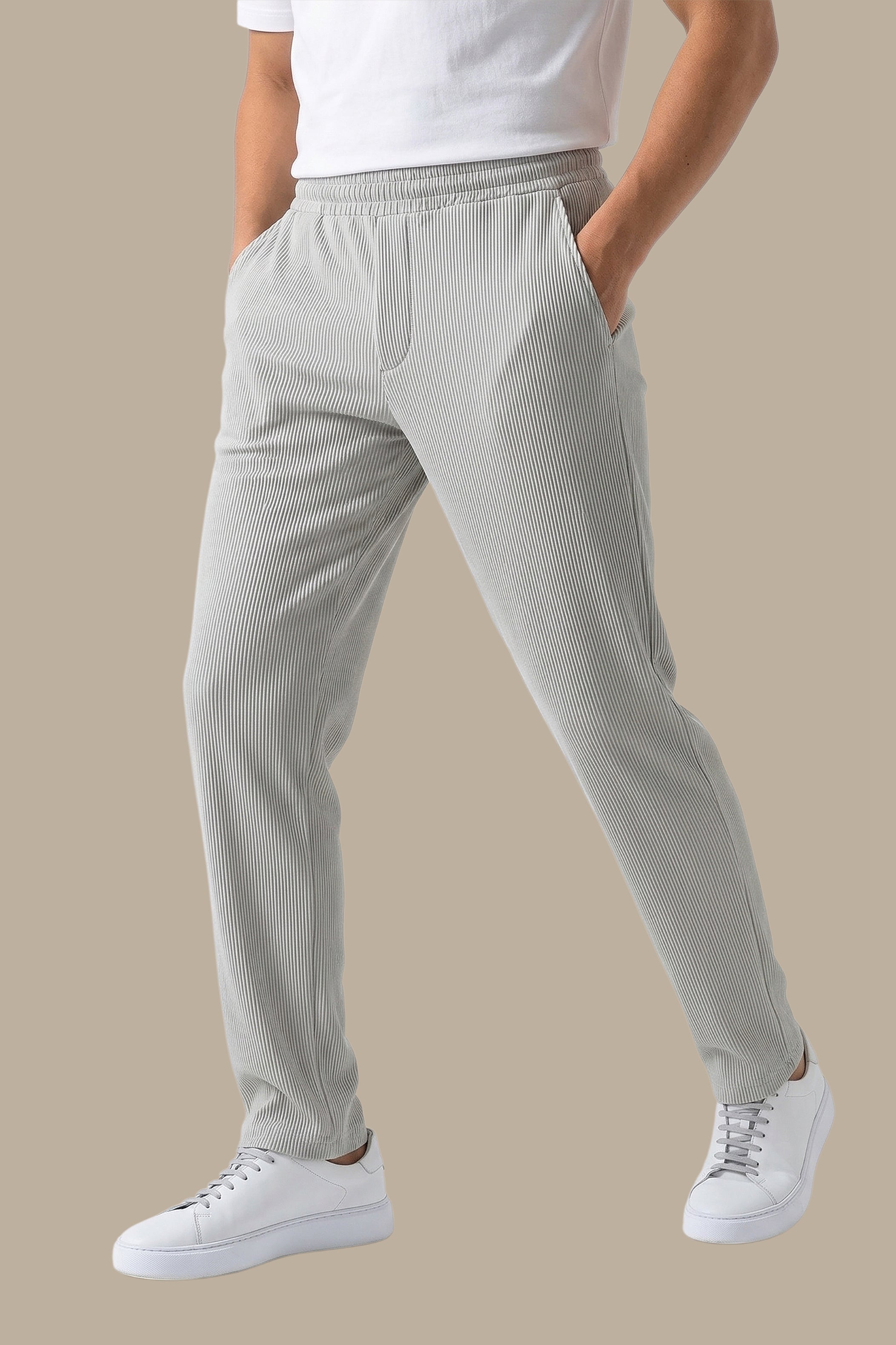 Pant Baggy Ribbed Plain Grey