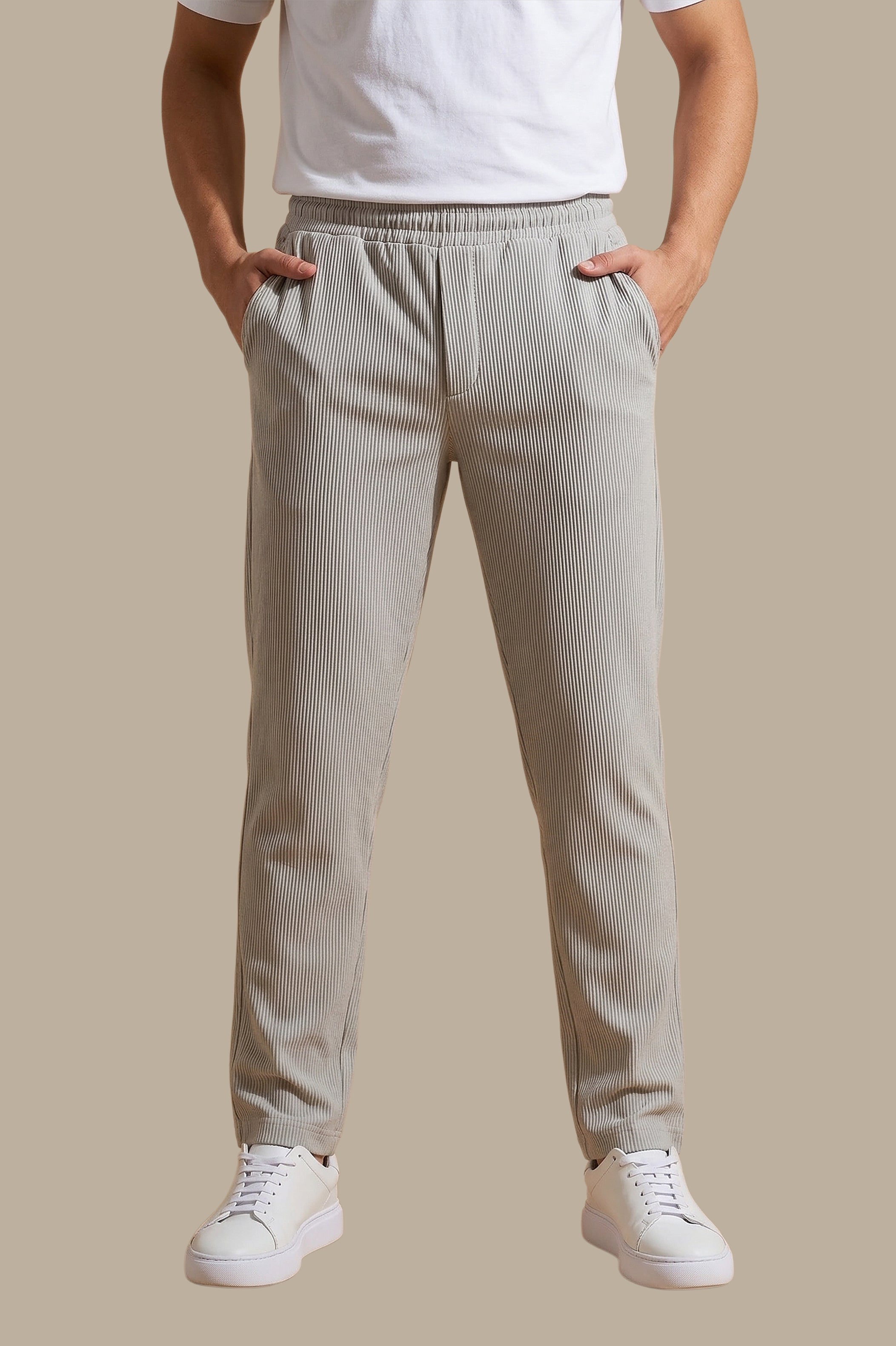 Pant Baggy Ribbed Plain Grey