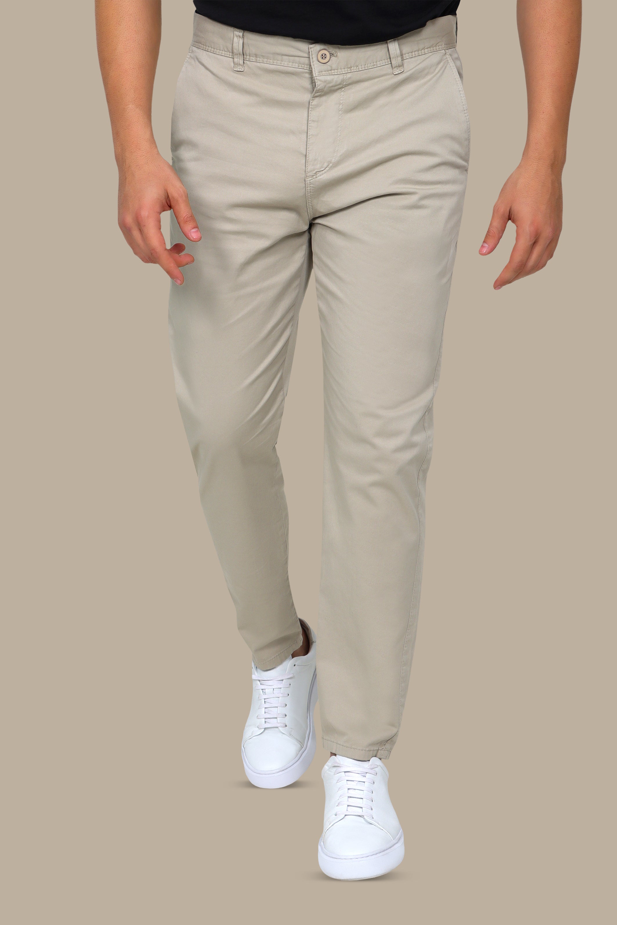 Light Beige Plain Chinos