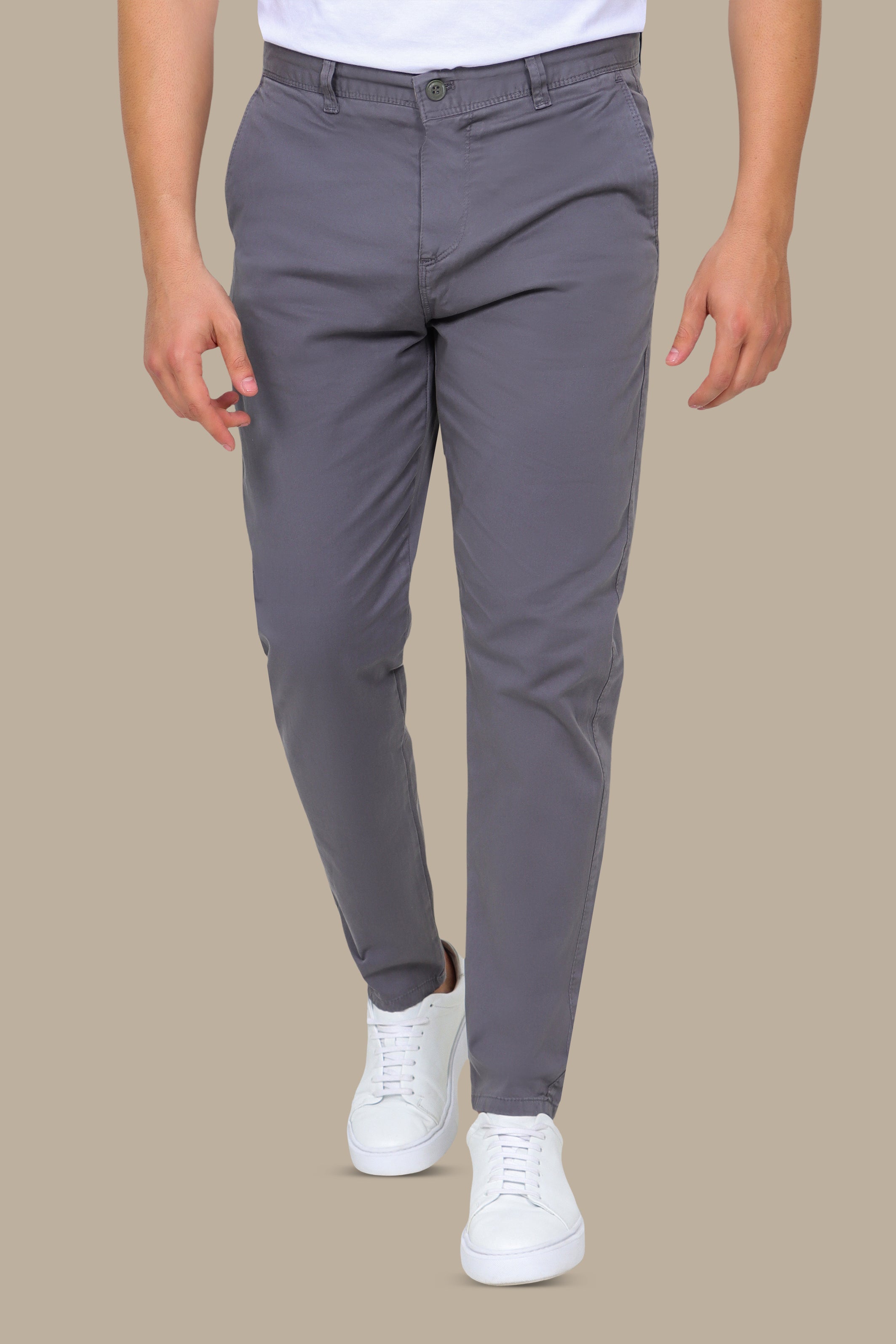 Grey Plain Chino Pants