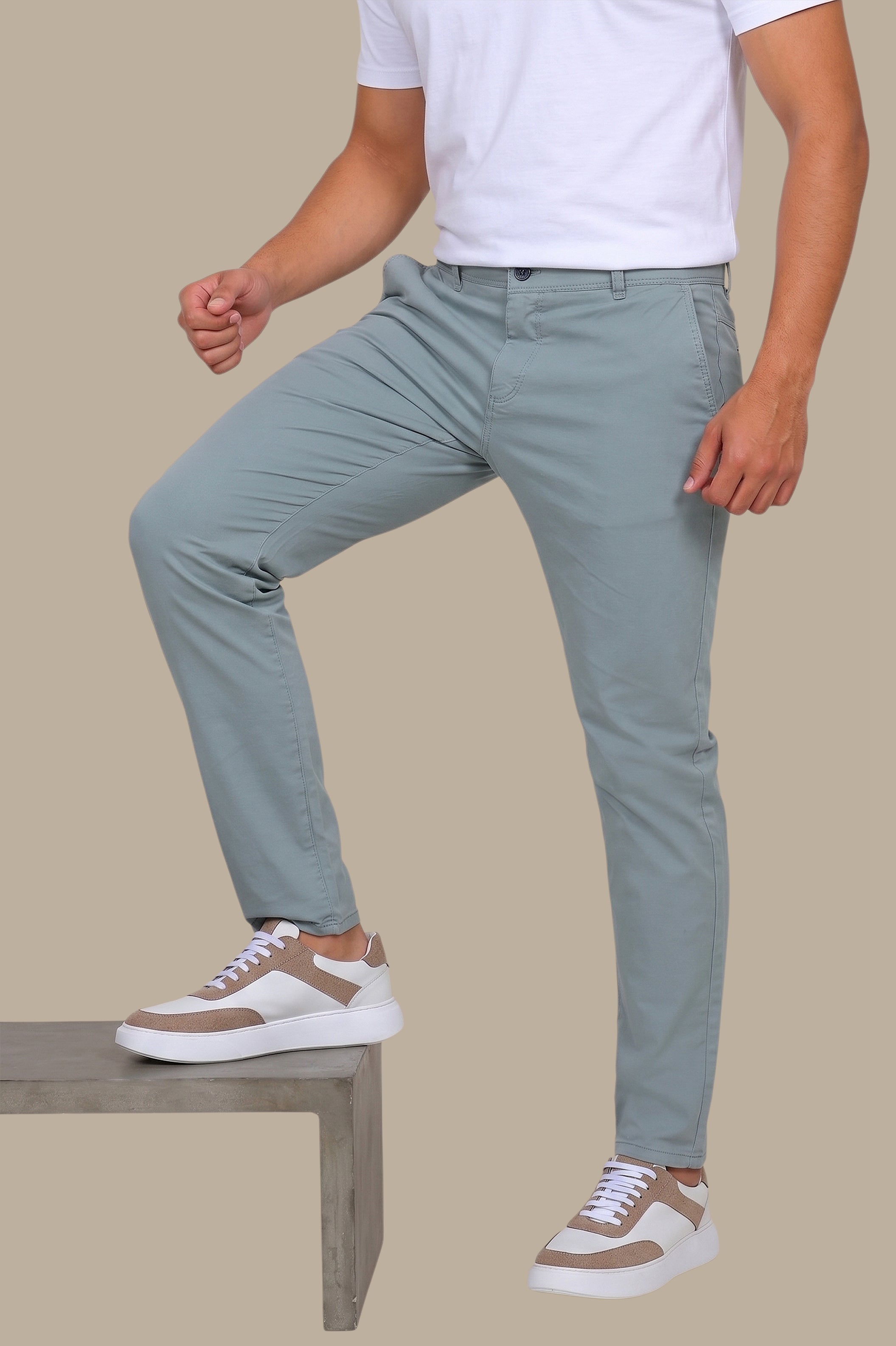 Light Petrol Plain Chinos