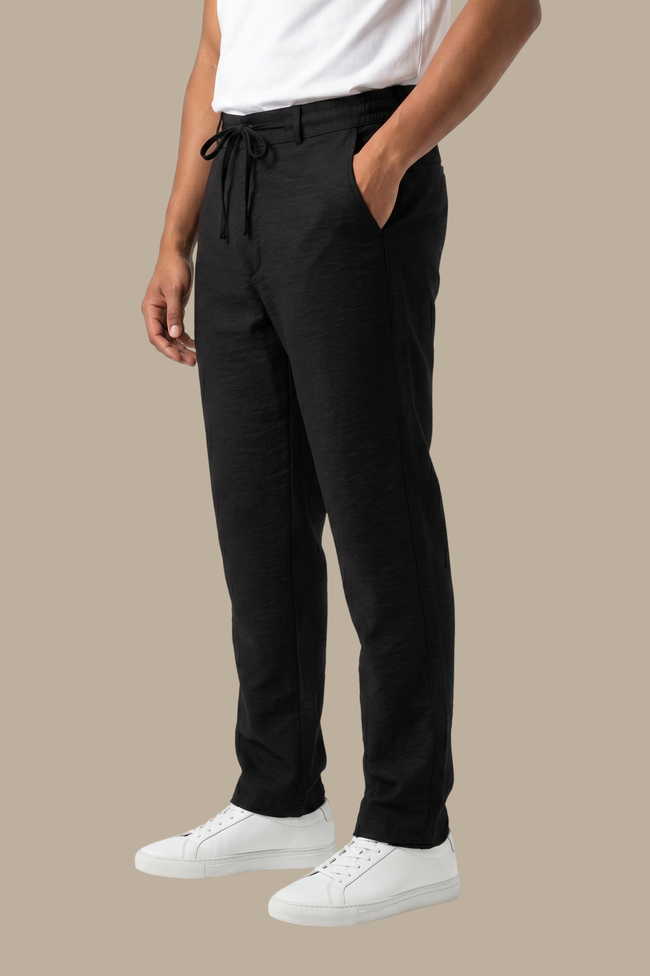 Linen Pant Regular Cut – Black