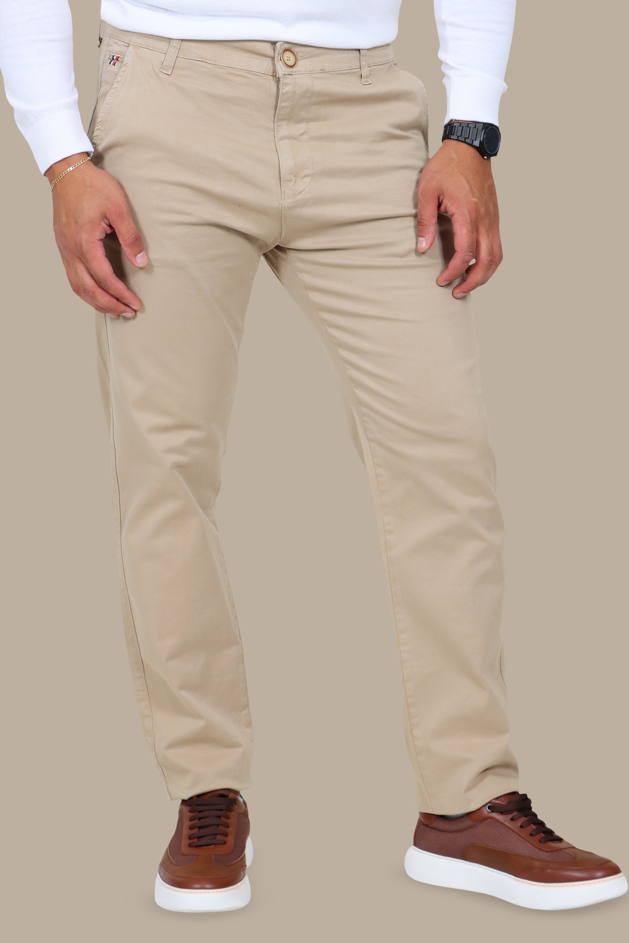 Light Beige Regular-Fit Chino (Big Size)