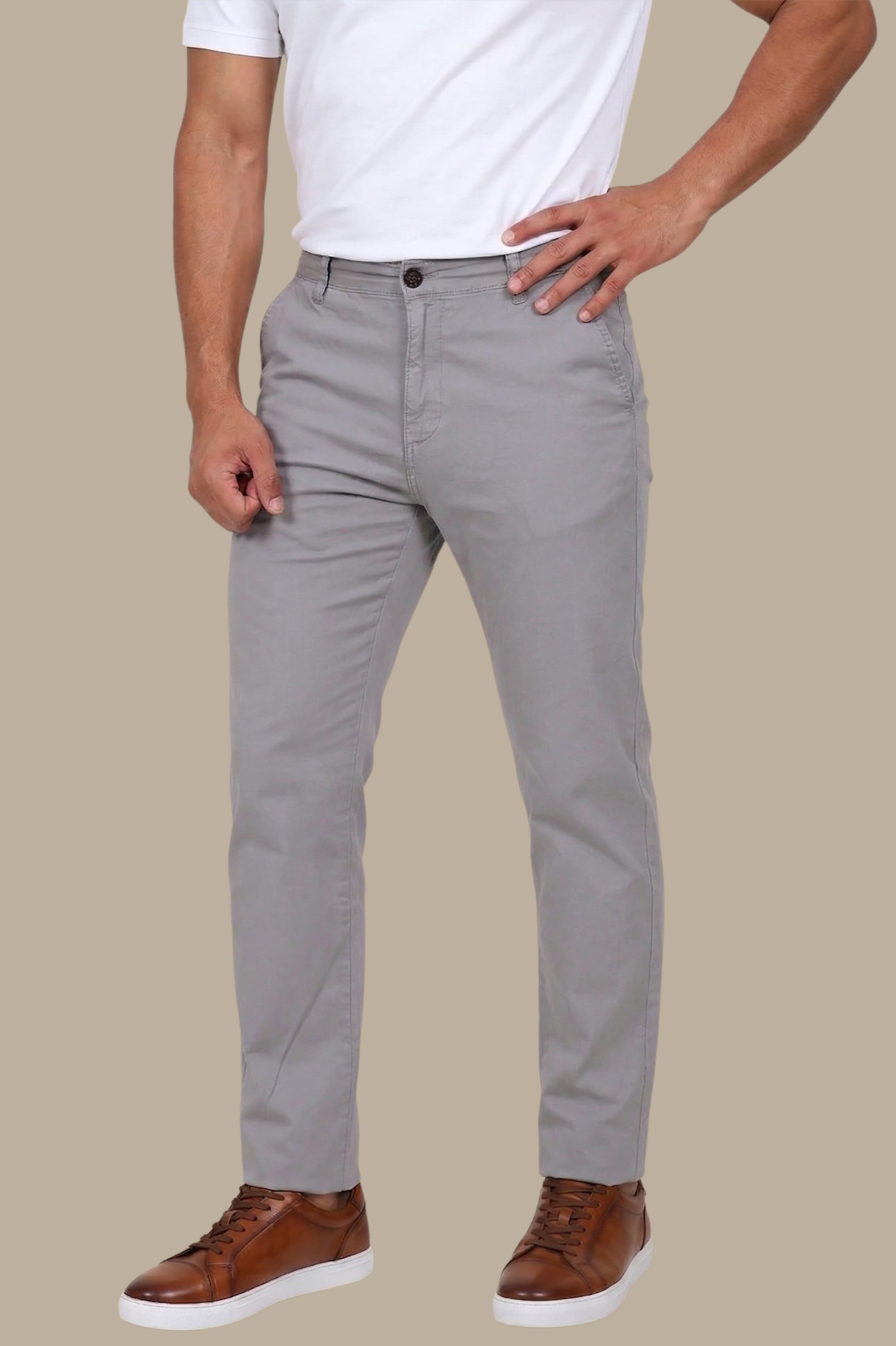 Light Grey Regular-Fit Chino (Big Size)