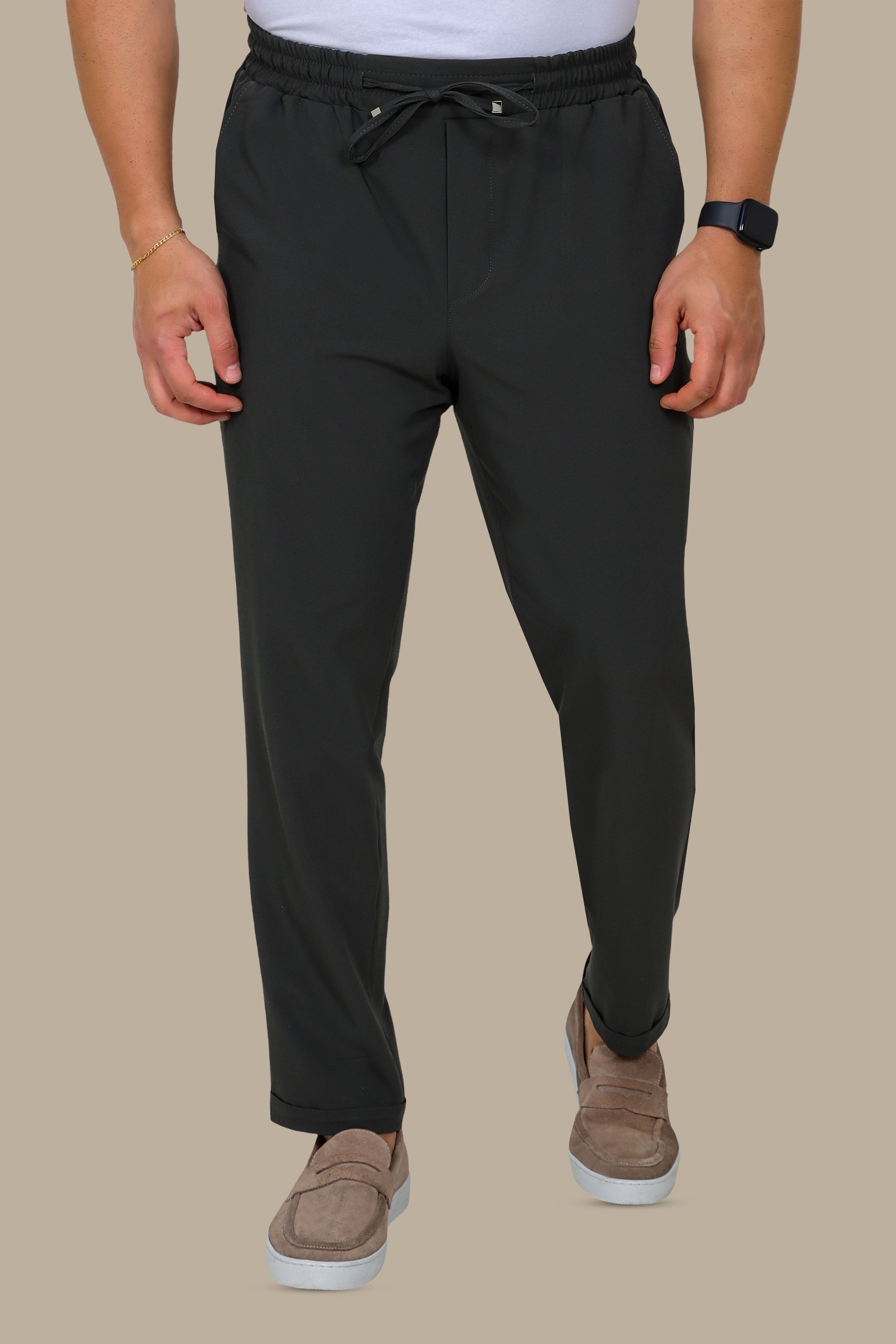 Casual Ease: Elastic Waist Slim Jogger Pants in Green