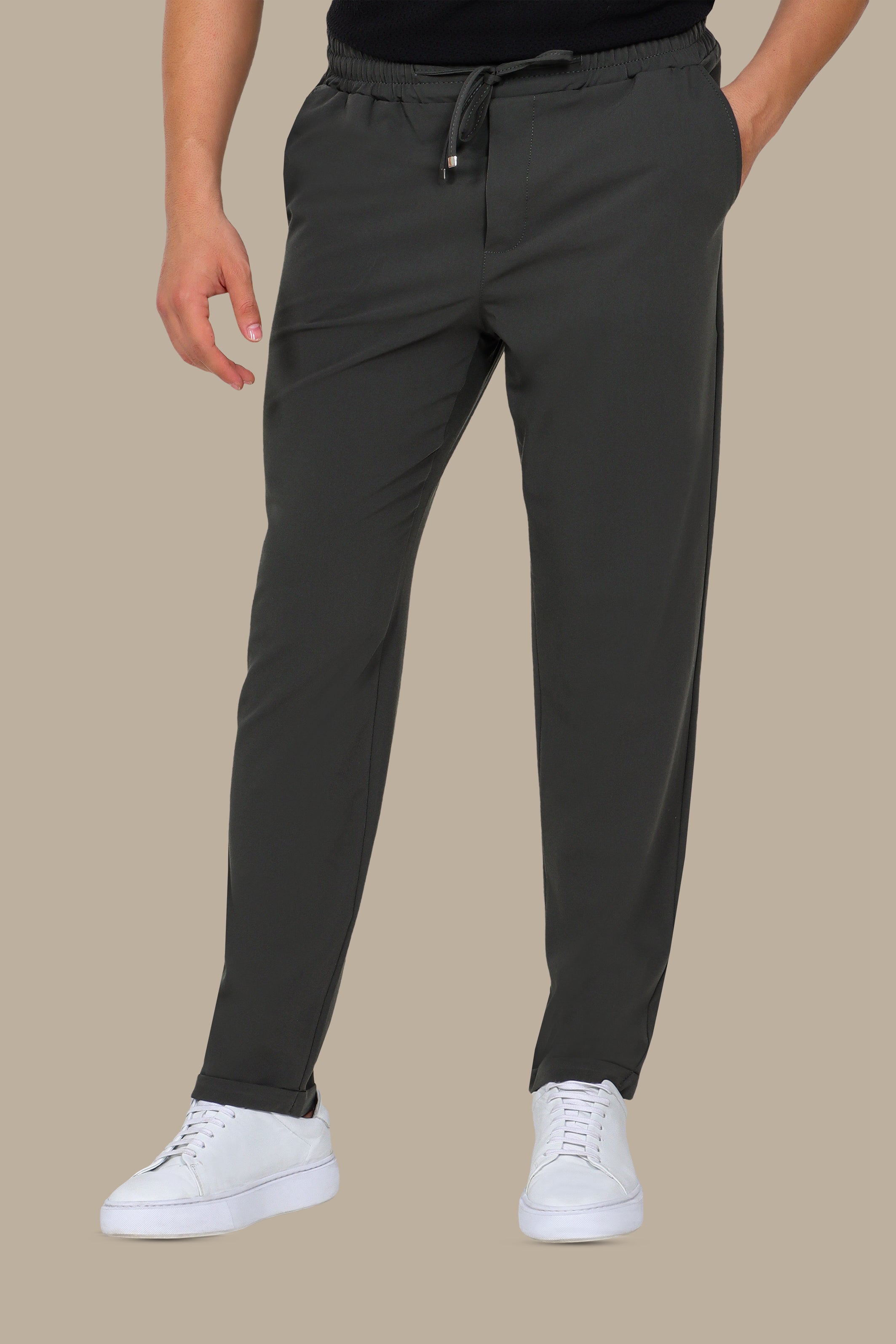 Casual Ease: Elastic Waist Slim Jogger Pants in Green