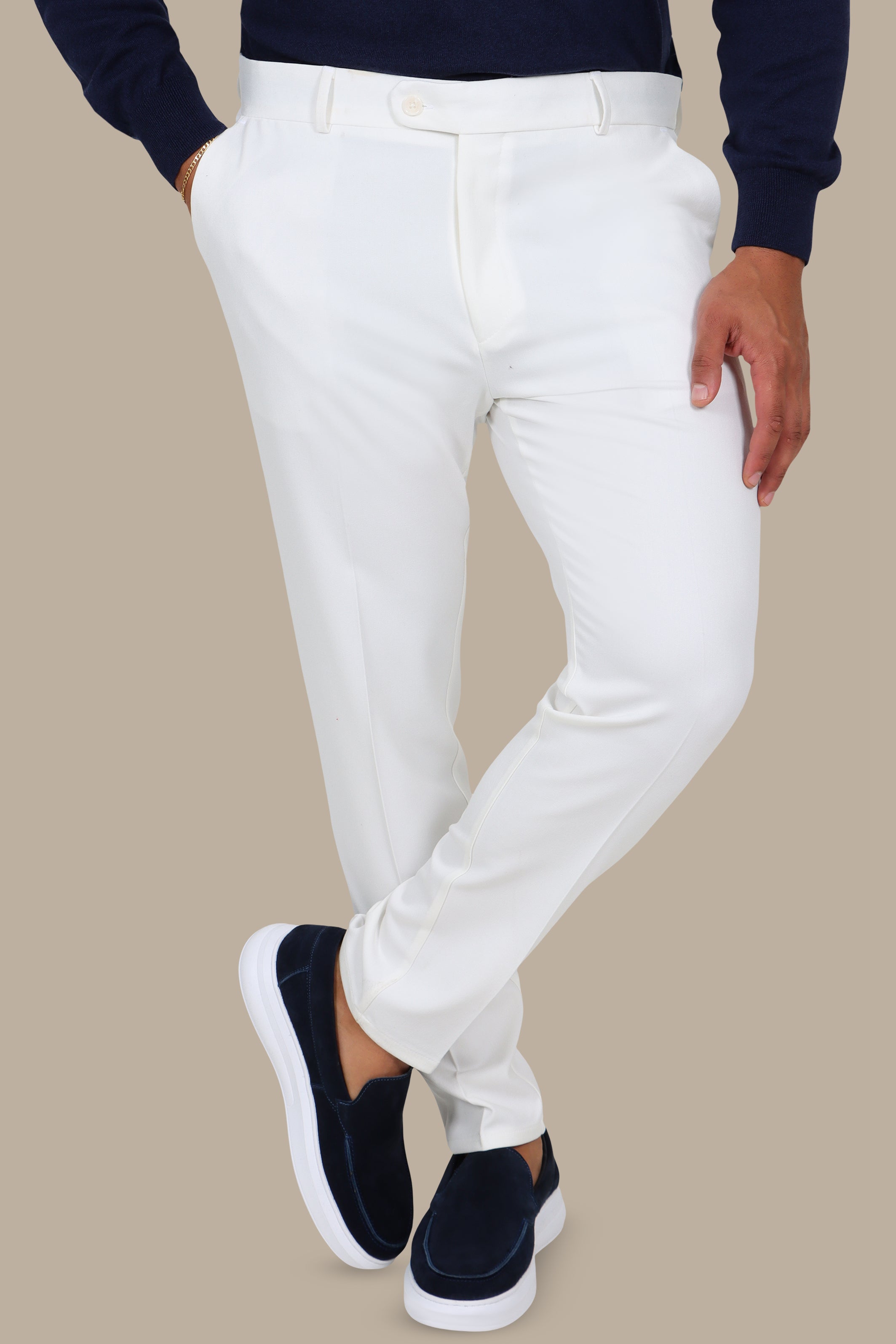 Classic Slim Fit Pants in White