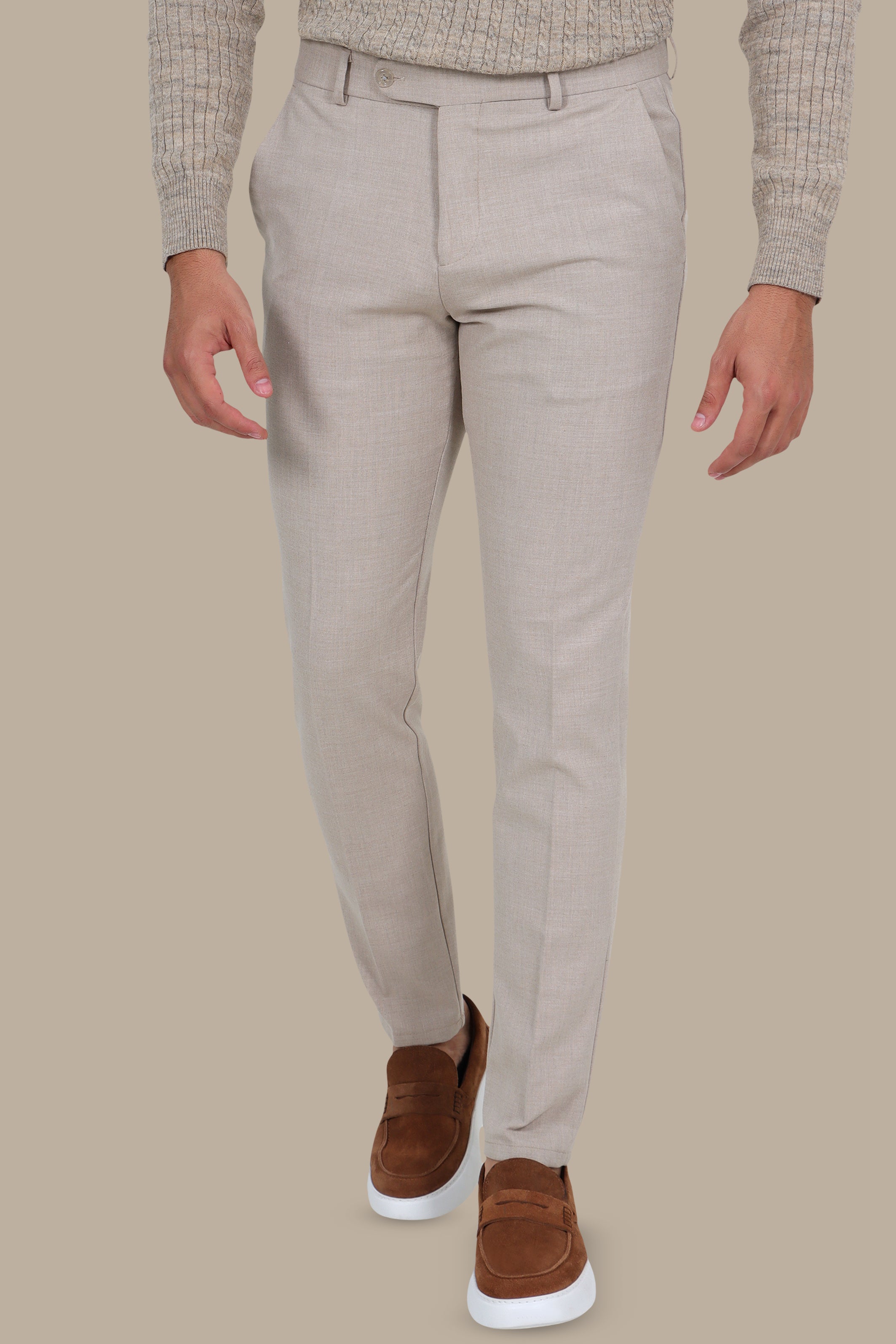 Classic Slim Fit Pant in Beige