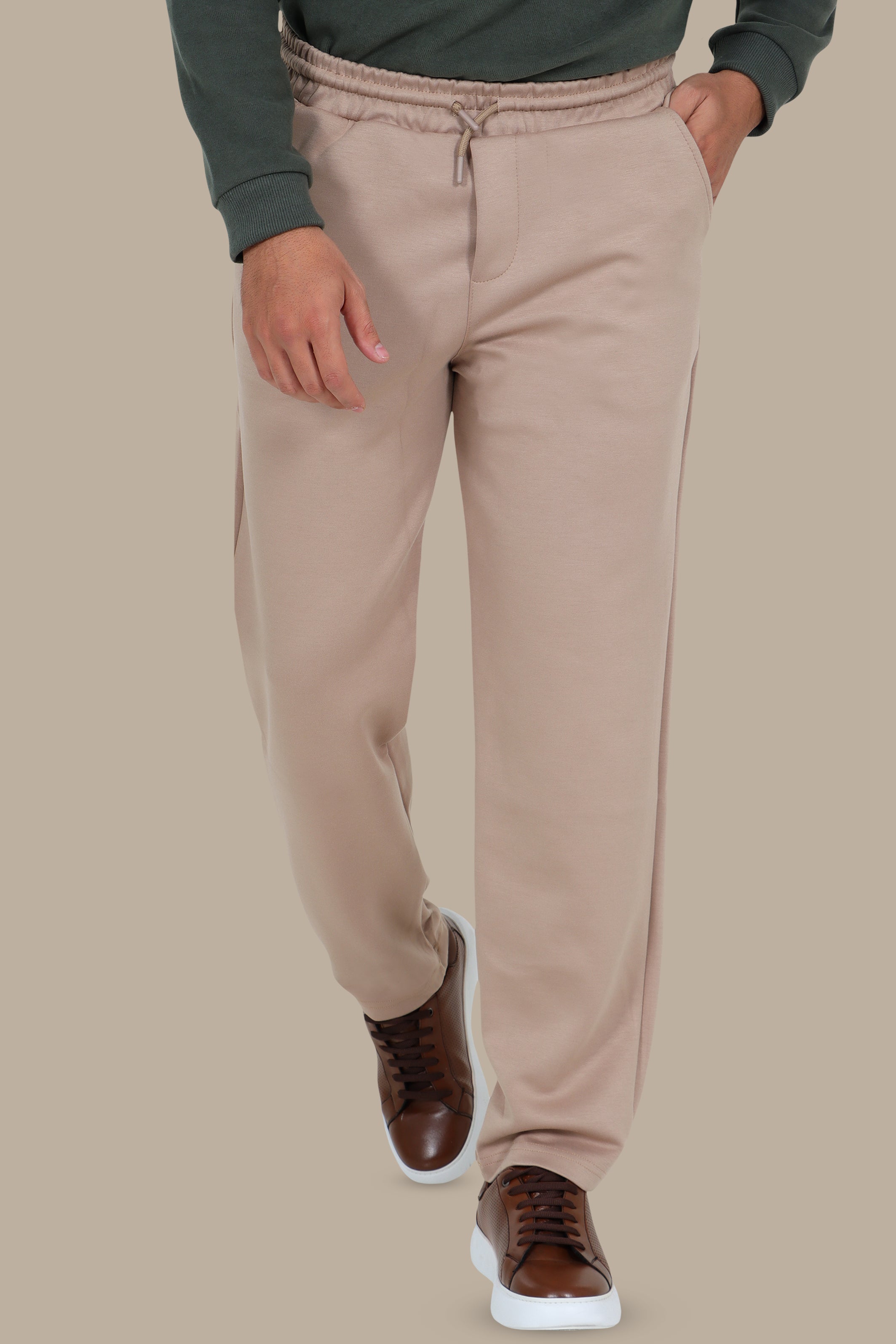 Beige Casual Trousers – Regular Fit