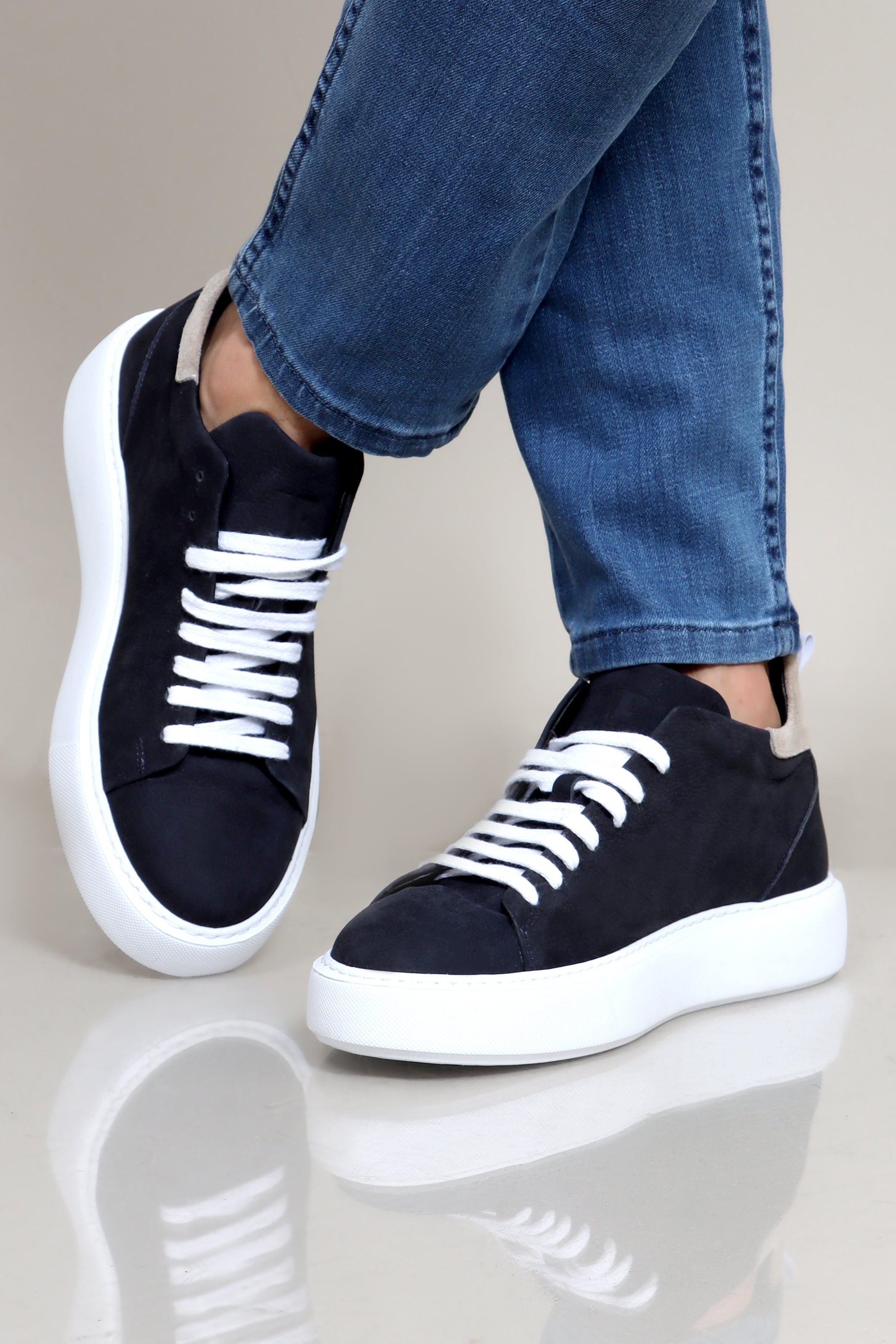 Navy Nubuck Half Boot Sneakers