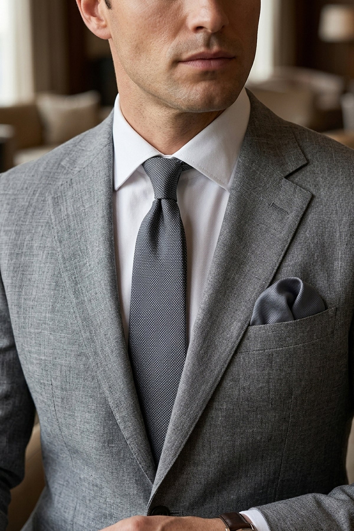 Grey Pocket Square