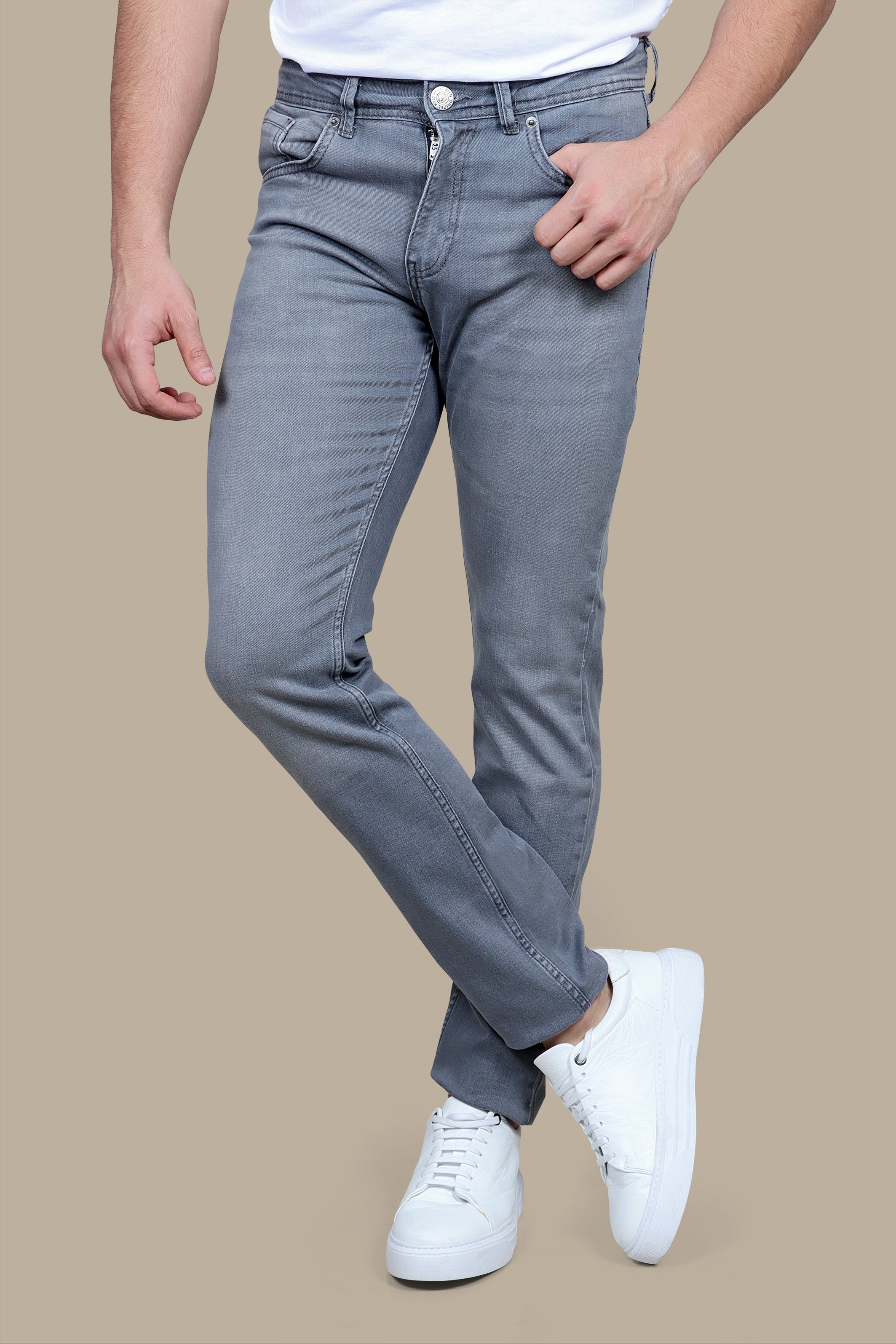 Urban Slate: Grey Basic Slim Fit Jeans