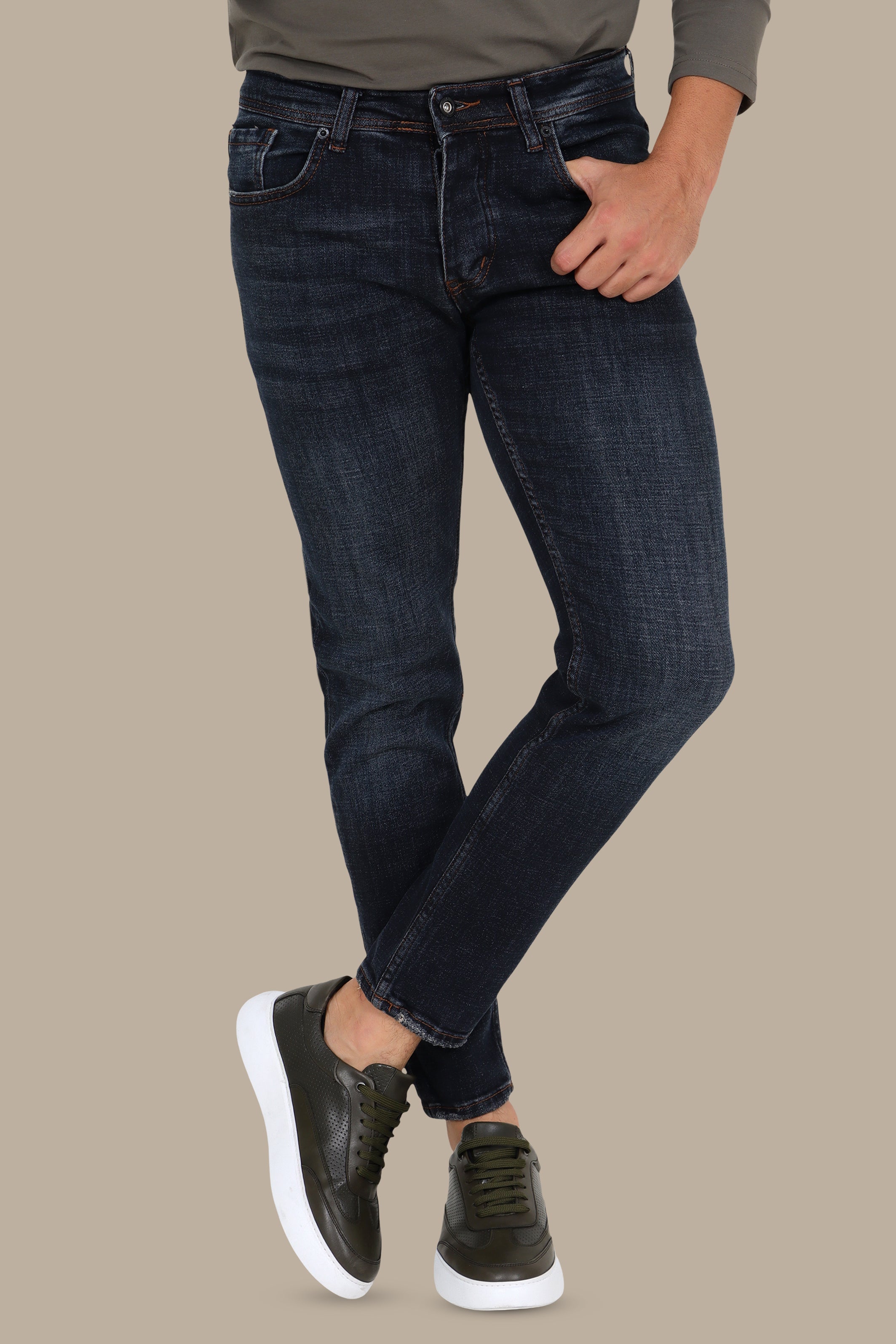 Dark Navy Tie-Dye Slim Jeans