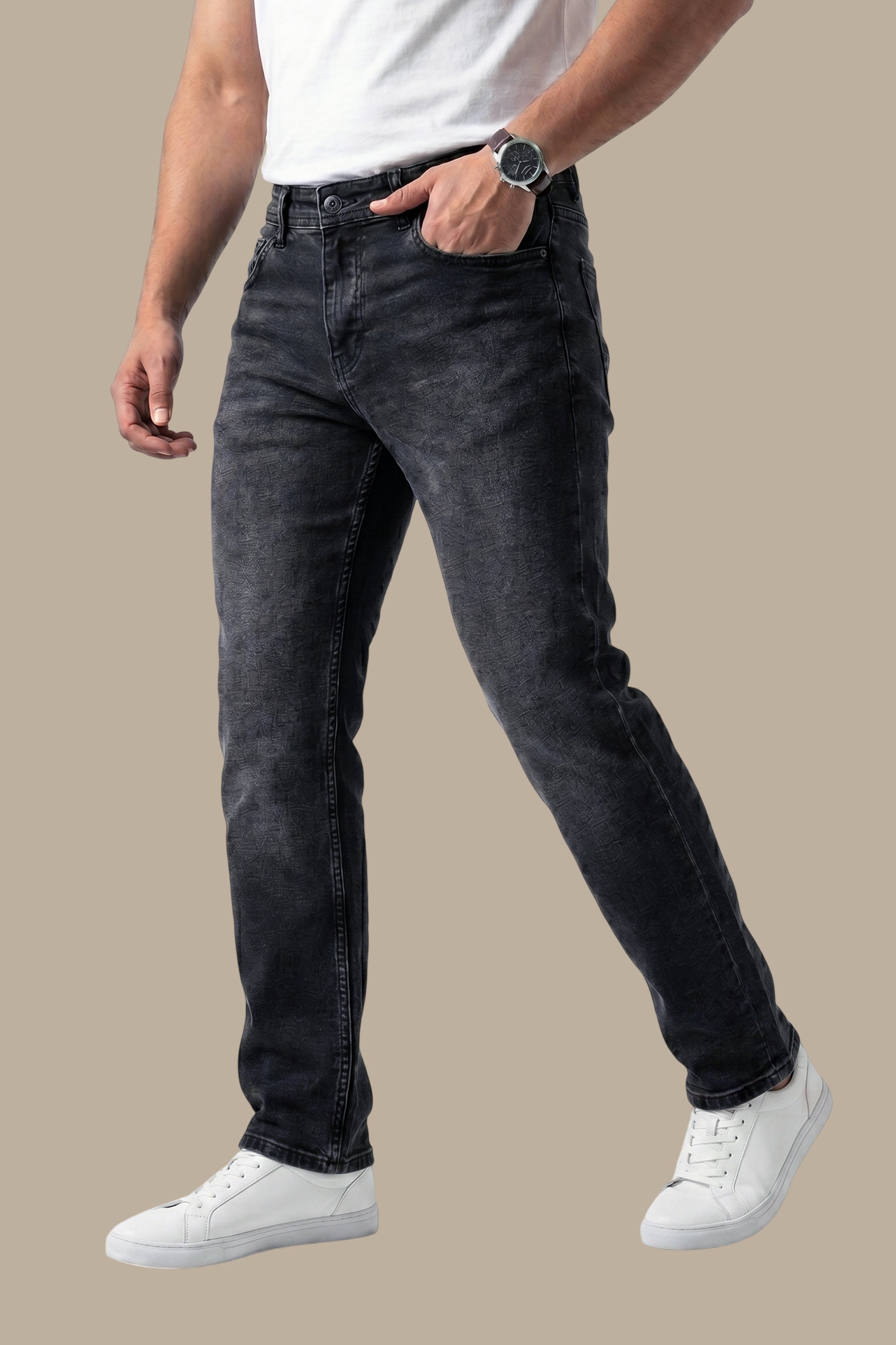Black Tie-Dye Slim Fit Jeans