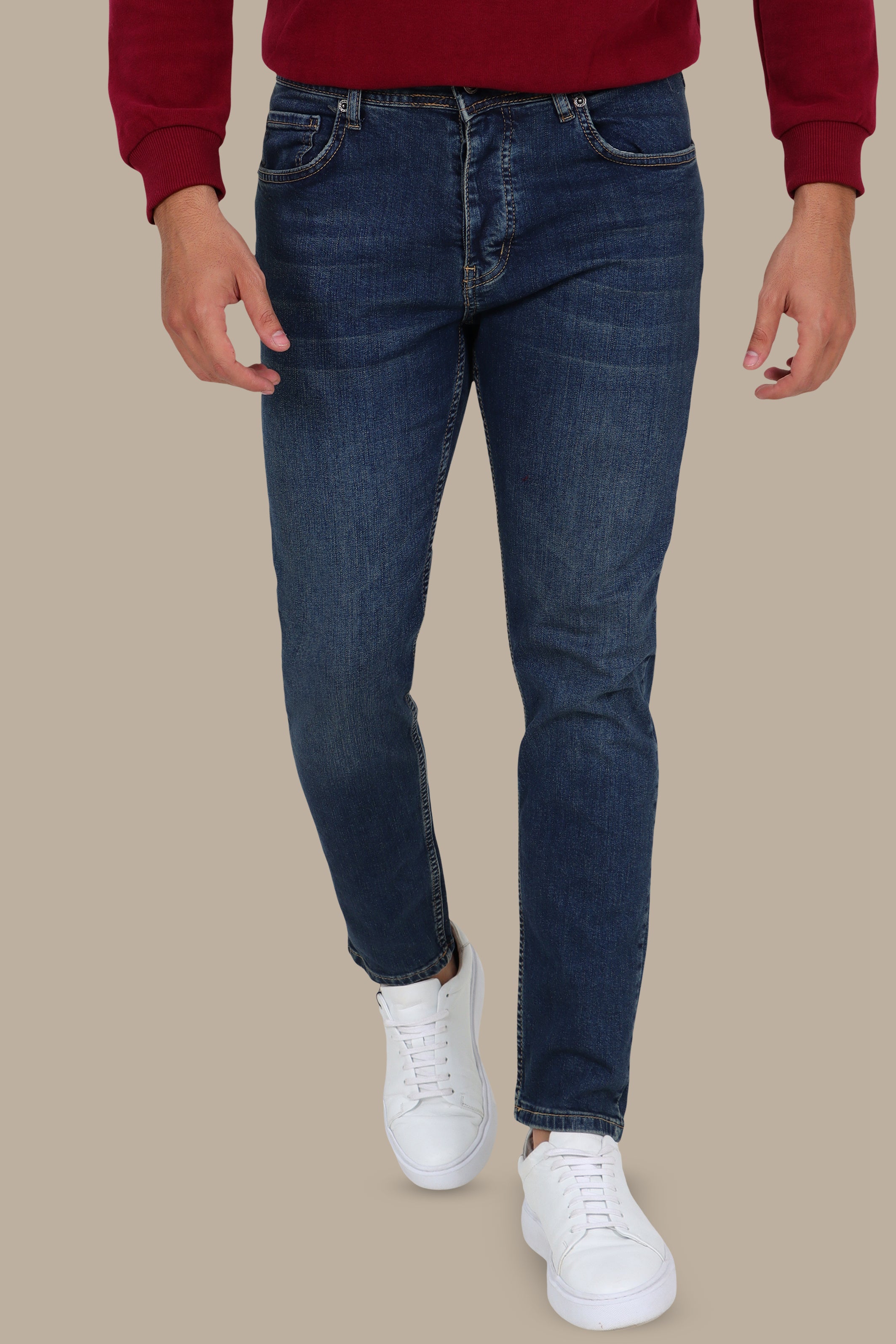 Dark Navy Tie-Dye Jeans – Semi-Regular Fit