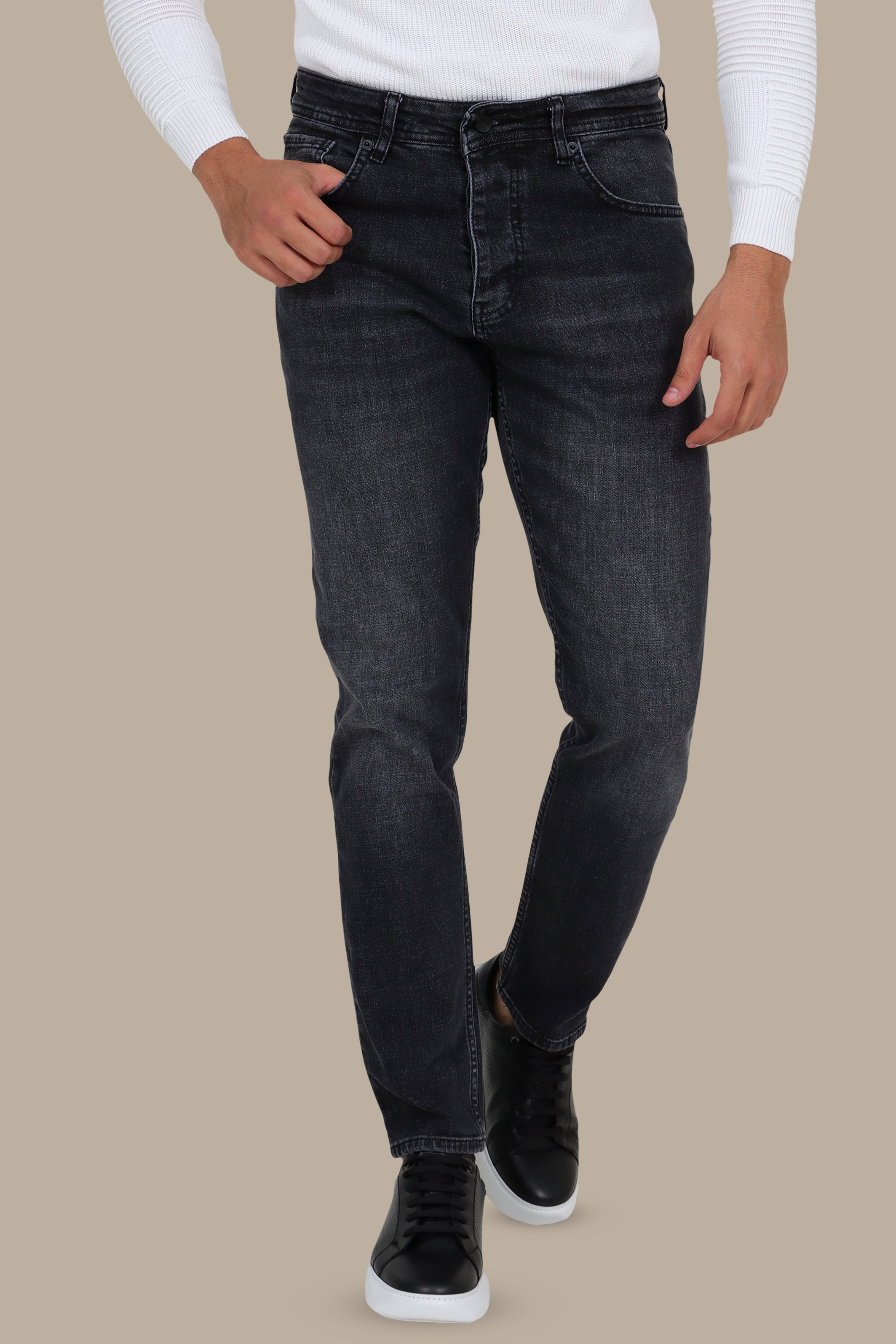 Tie-Dye Semi Regular Jeans in Dark Grey