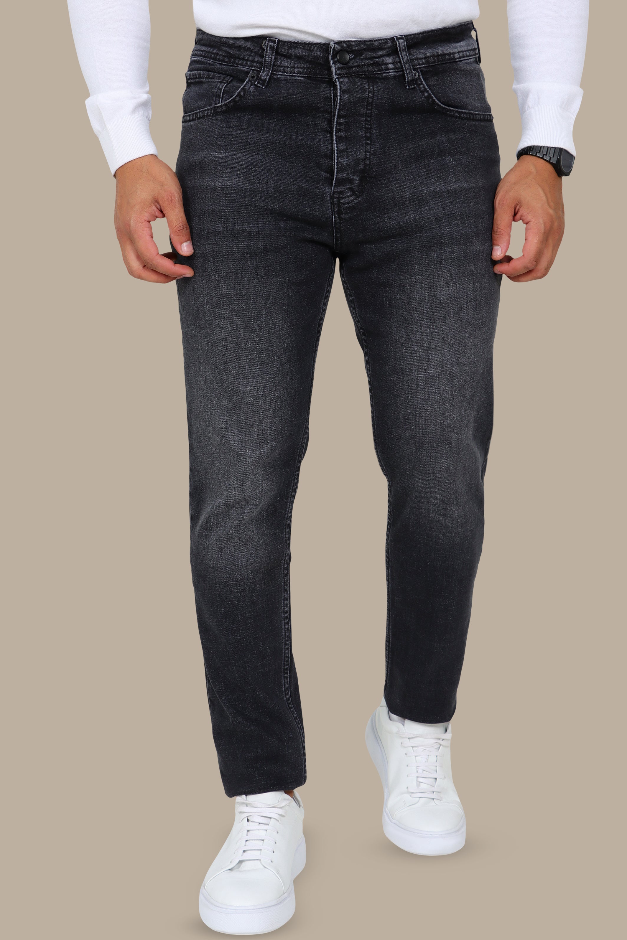 Tie-Dye Semi Regular Jeans in Dark Grey