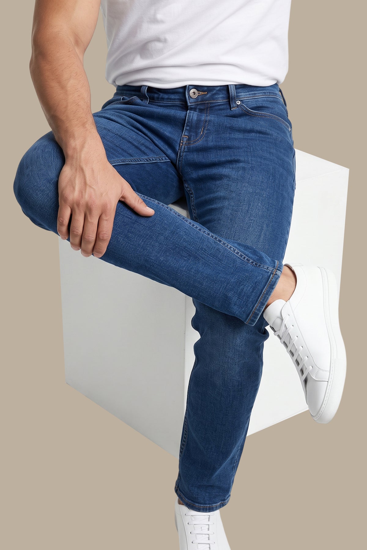 Regular Cut Washed Jeans