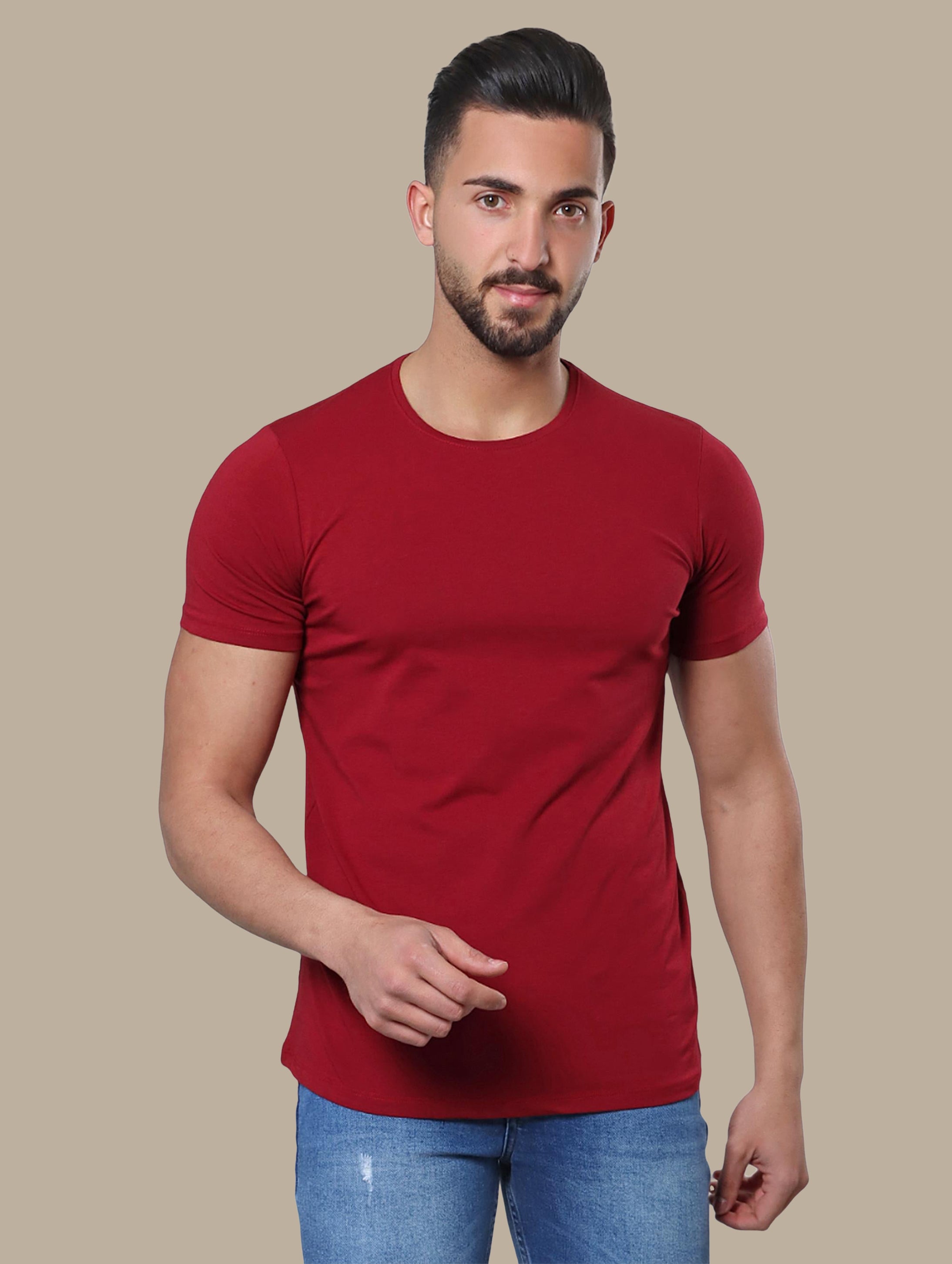 Burgundy Basic R-Neck T-Shirt