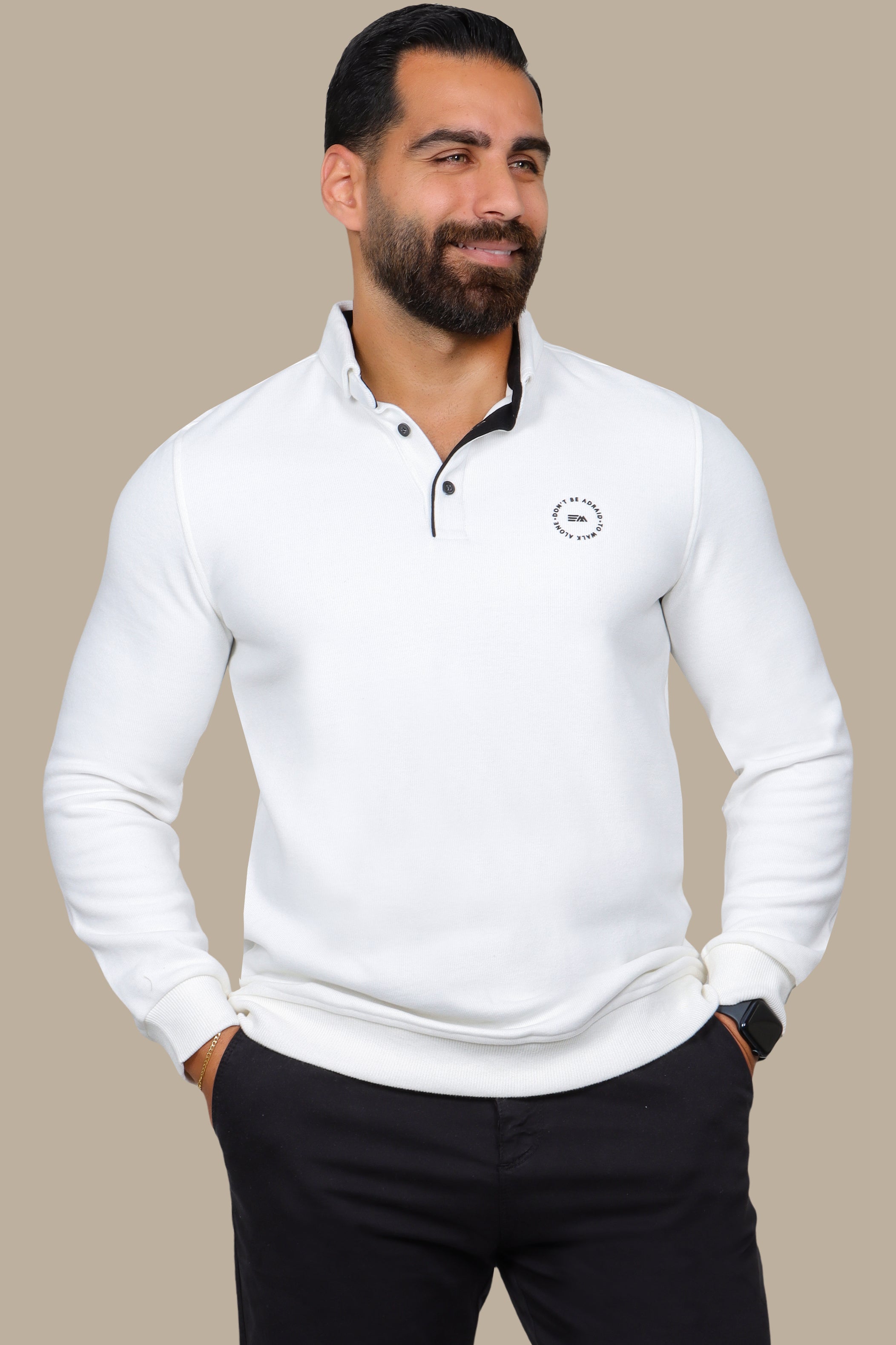 Sleek Elegance: White Velvet Polo
