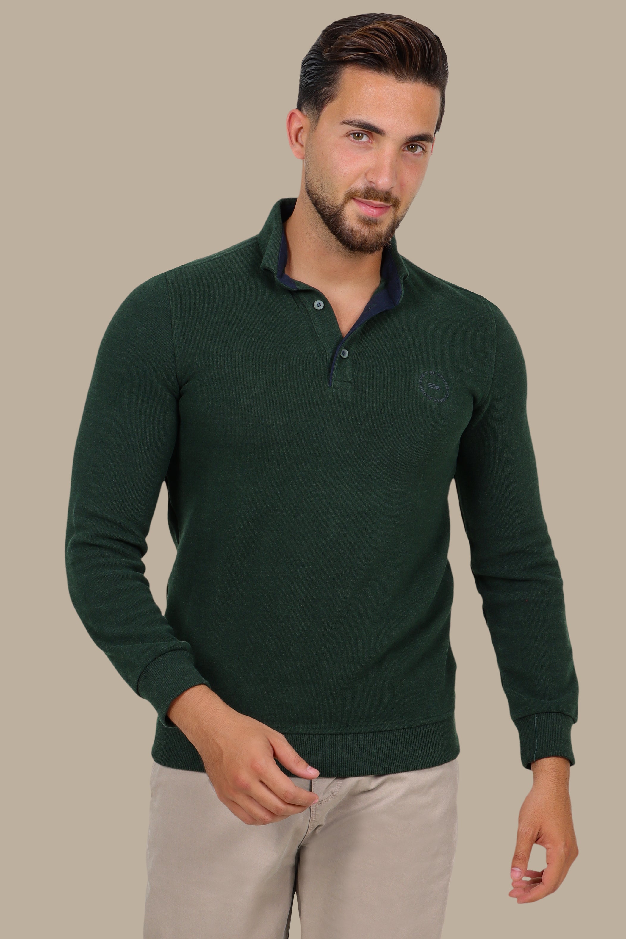 Sleek Elegance: Green Velvet Polo