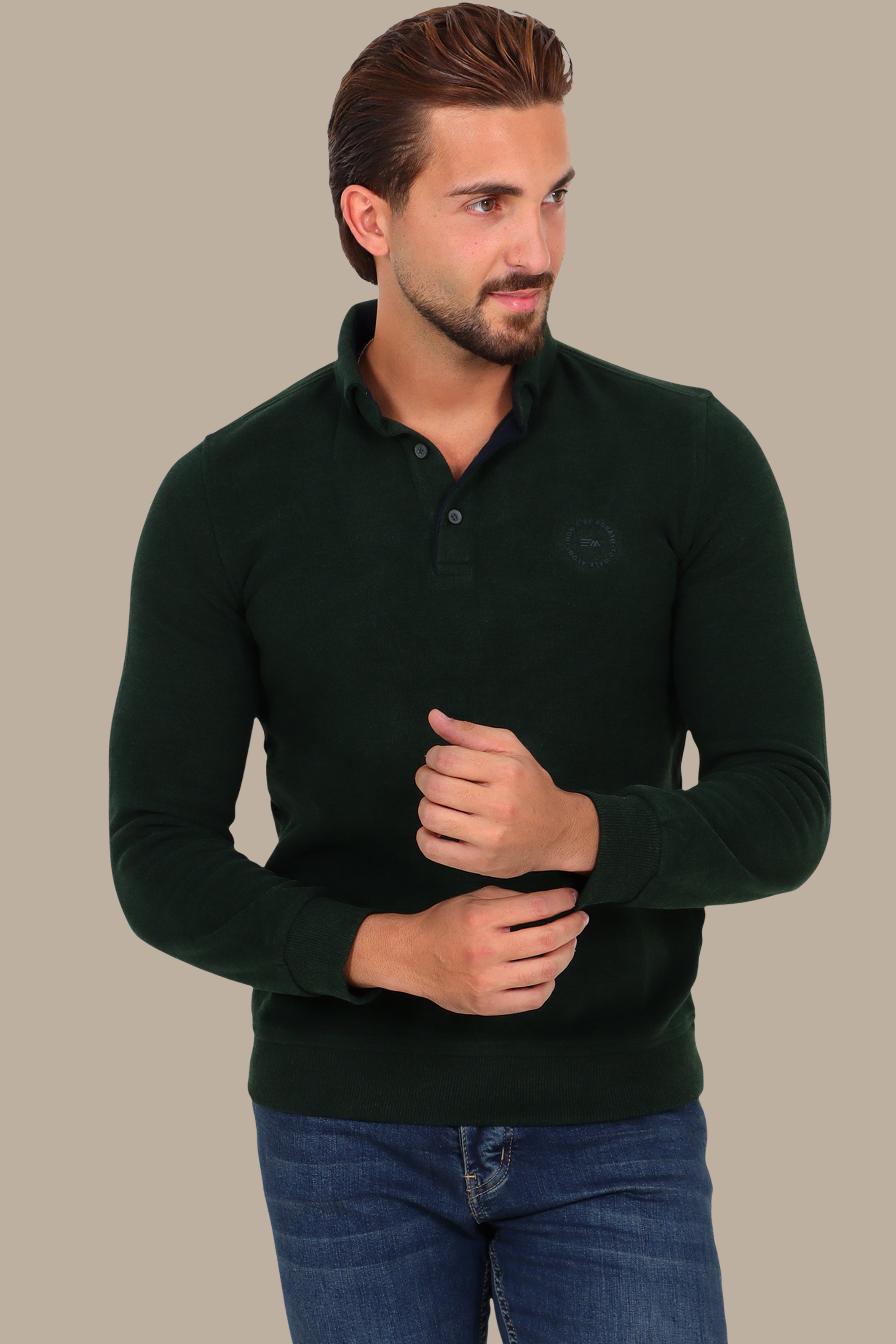 Sleek Elegance: Green Velvet Polo