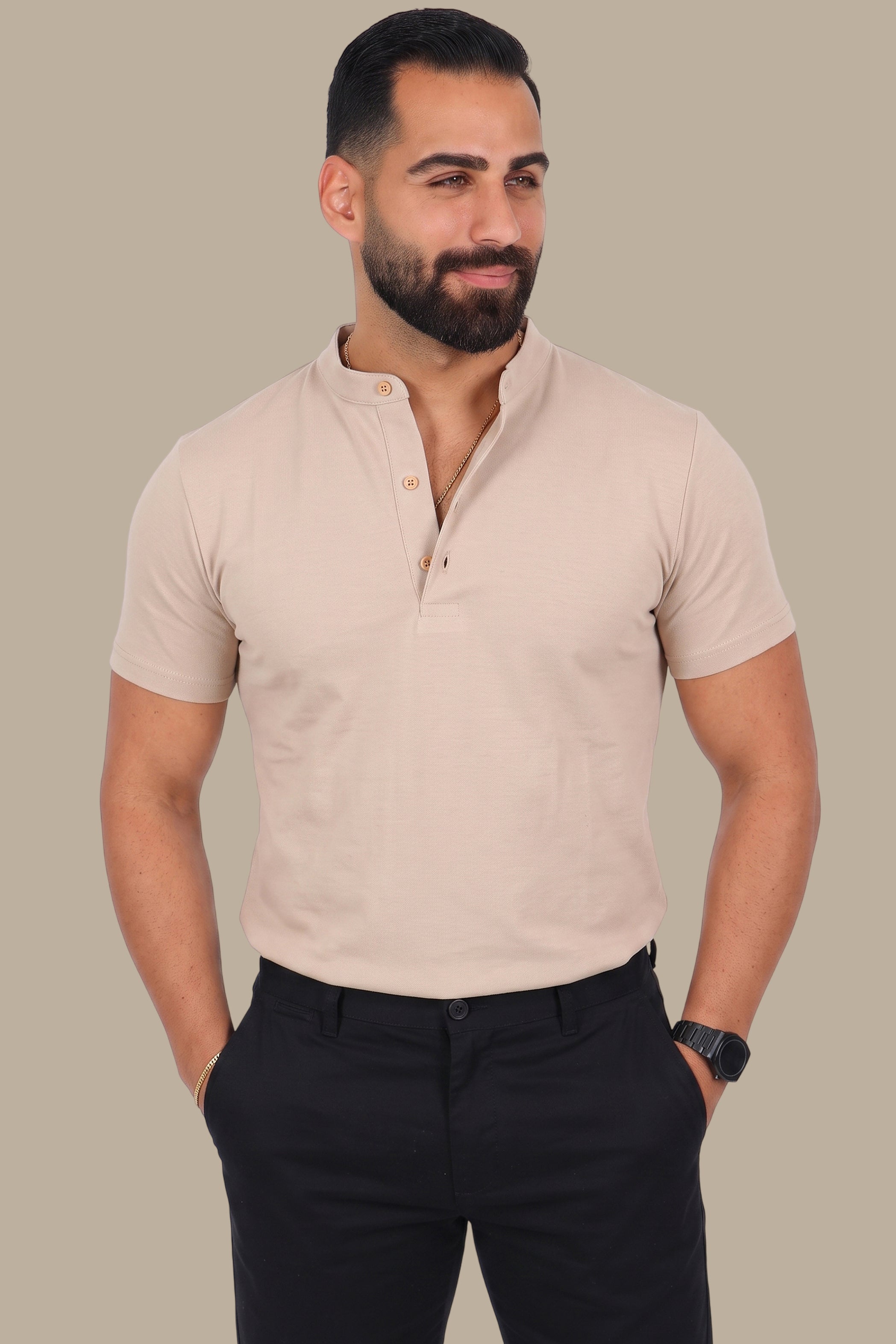 Basic Mandarin Collar Polo
