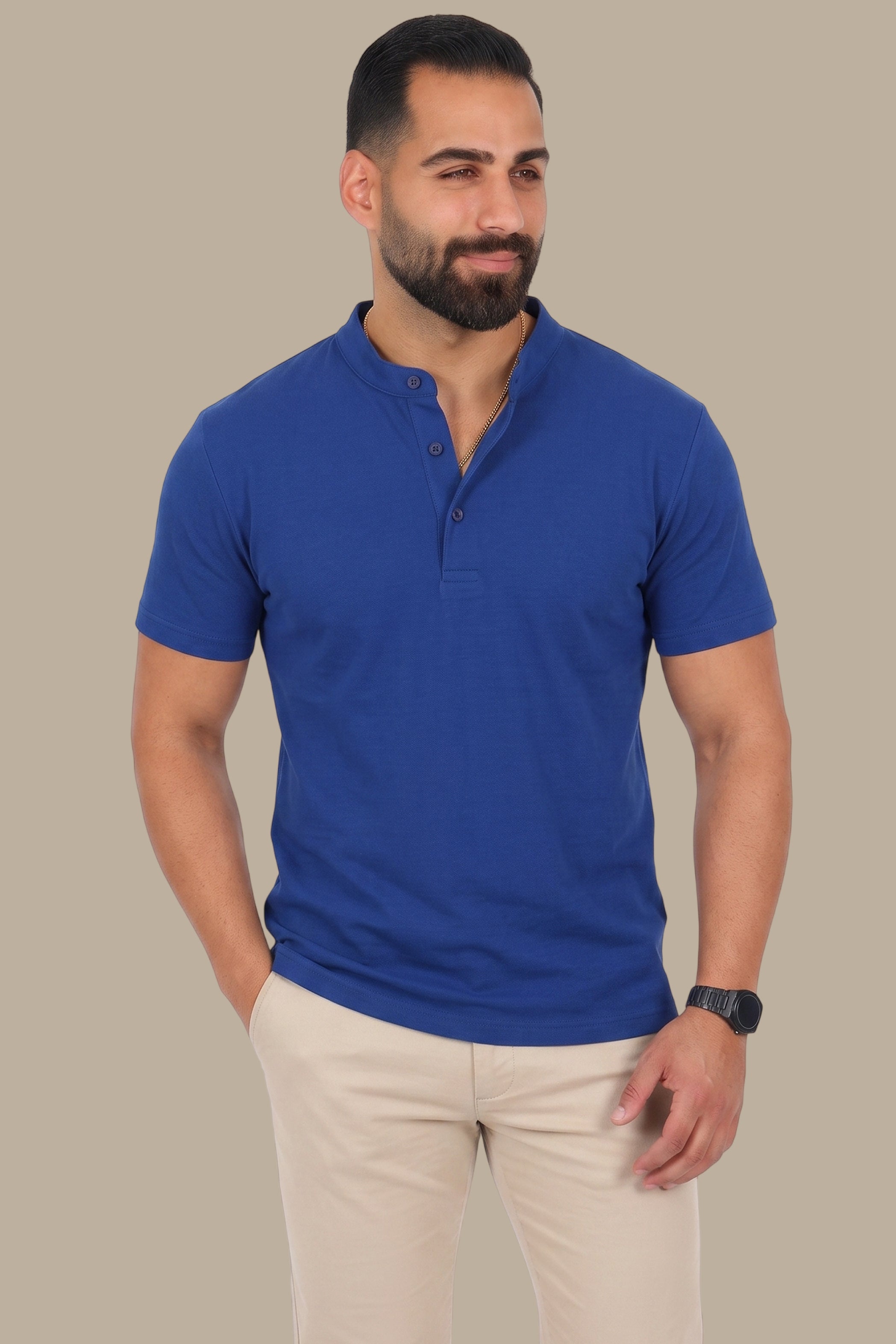 Basic Mandarin Collar Polo