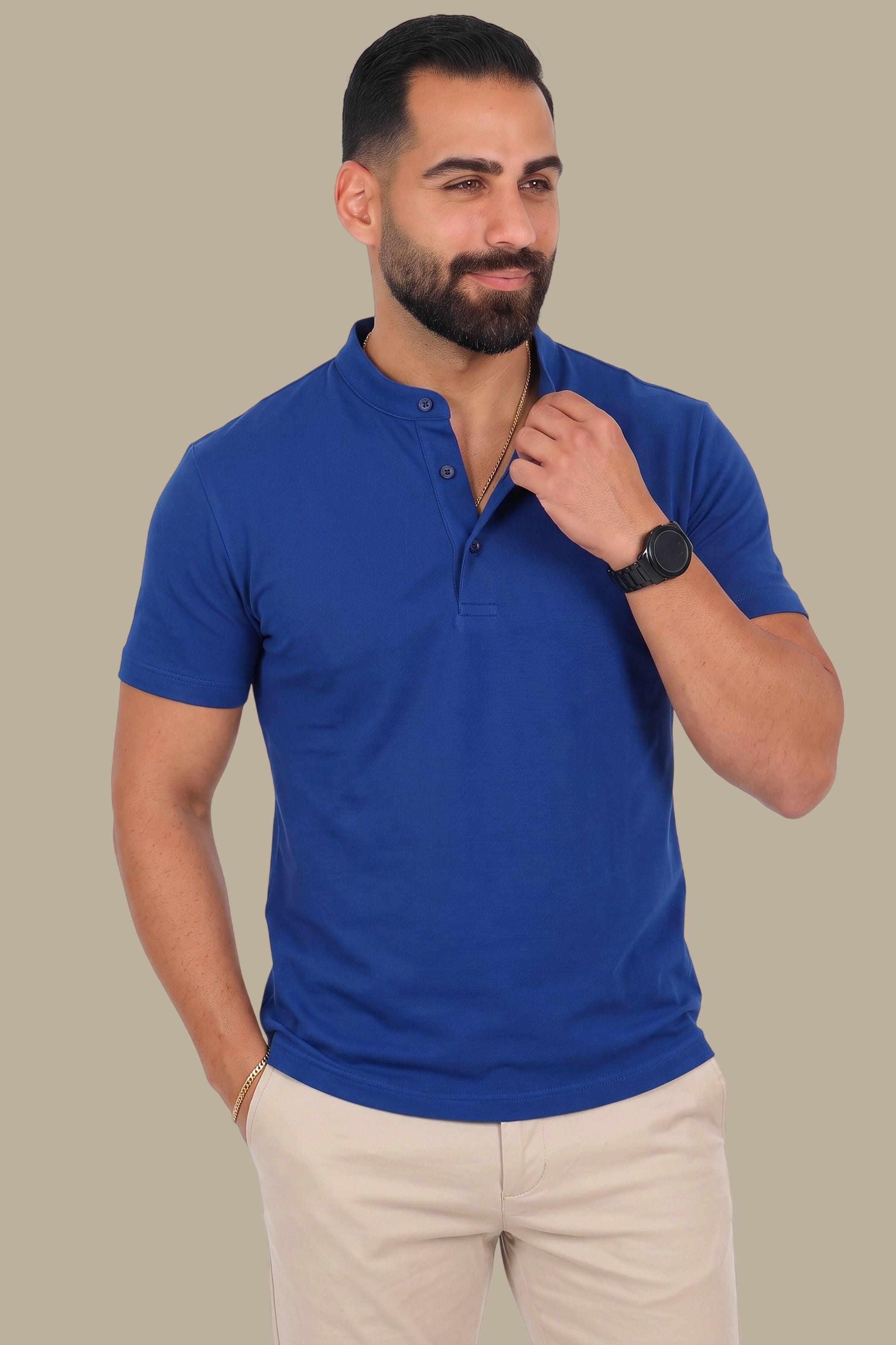 Basic Mandarin Collar Polo