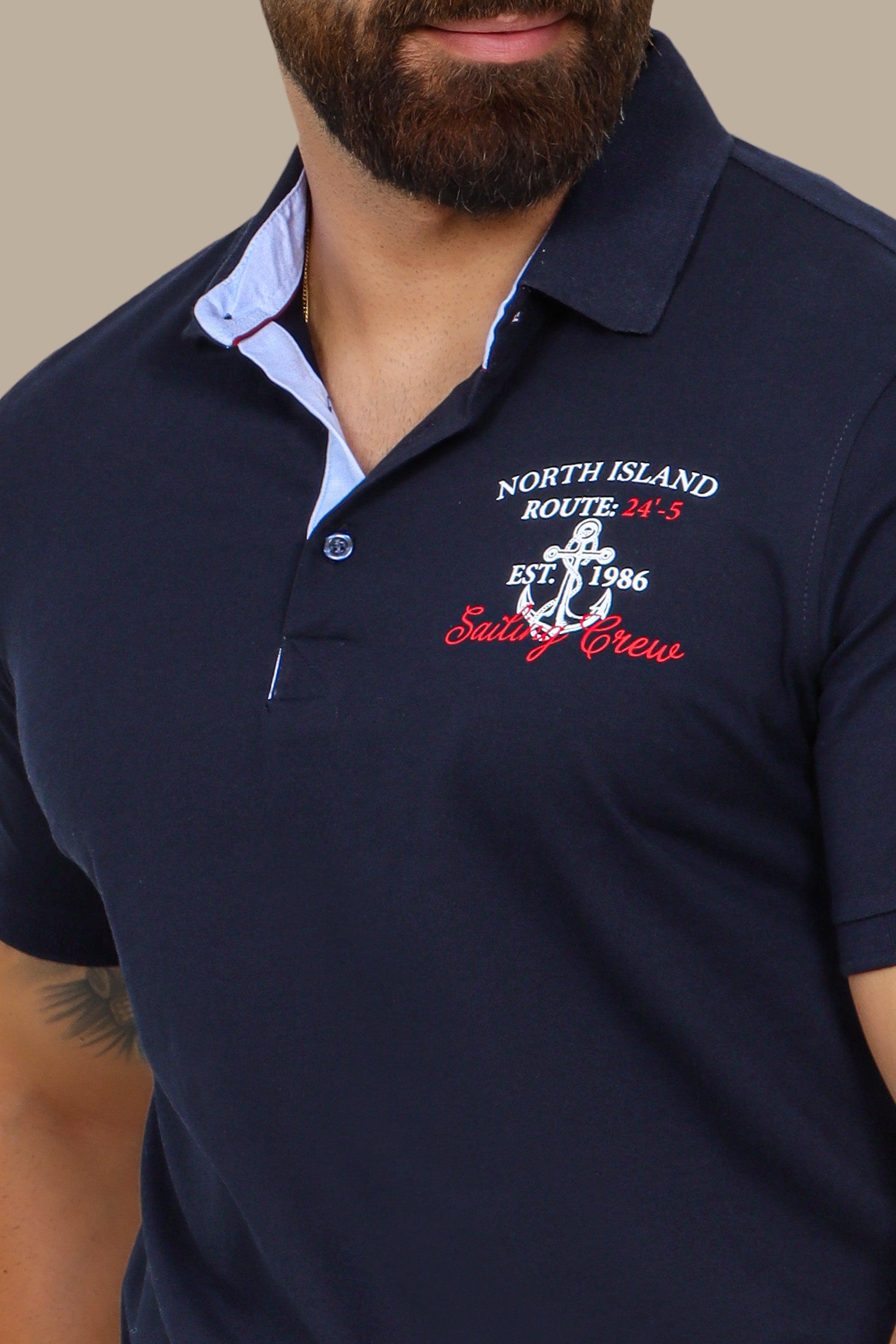 Navy Sailing Crew Polo Shirt