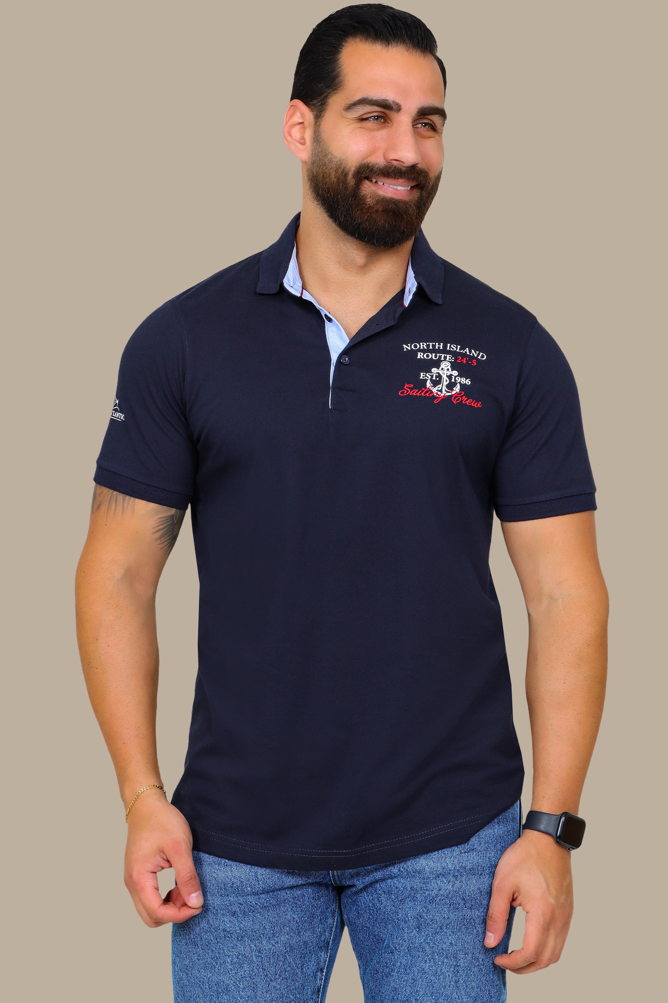 Navy Sailing Crew Polo Shirt