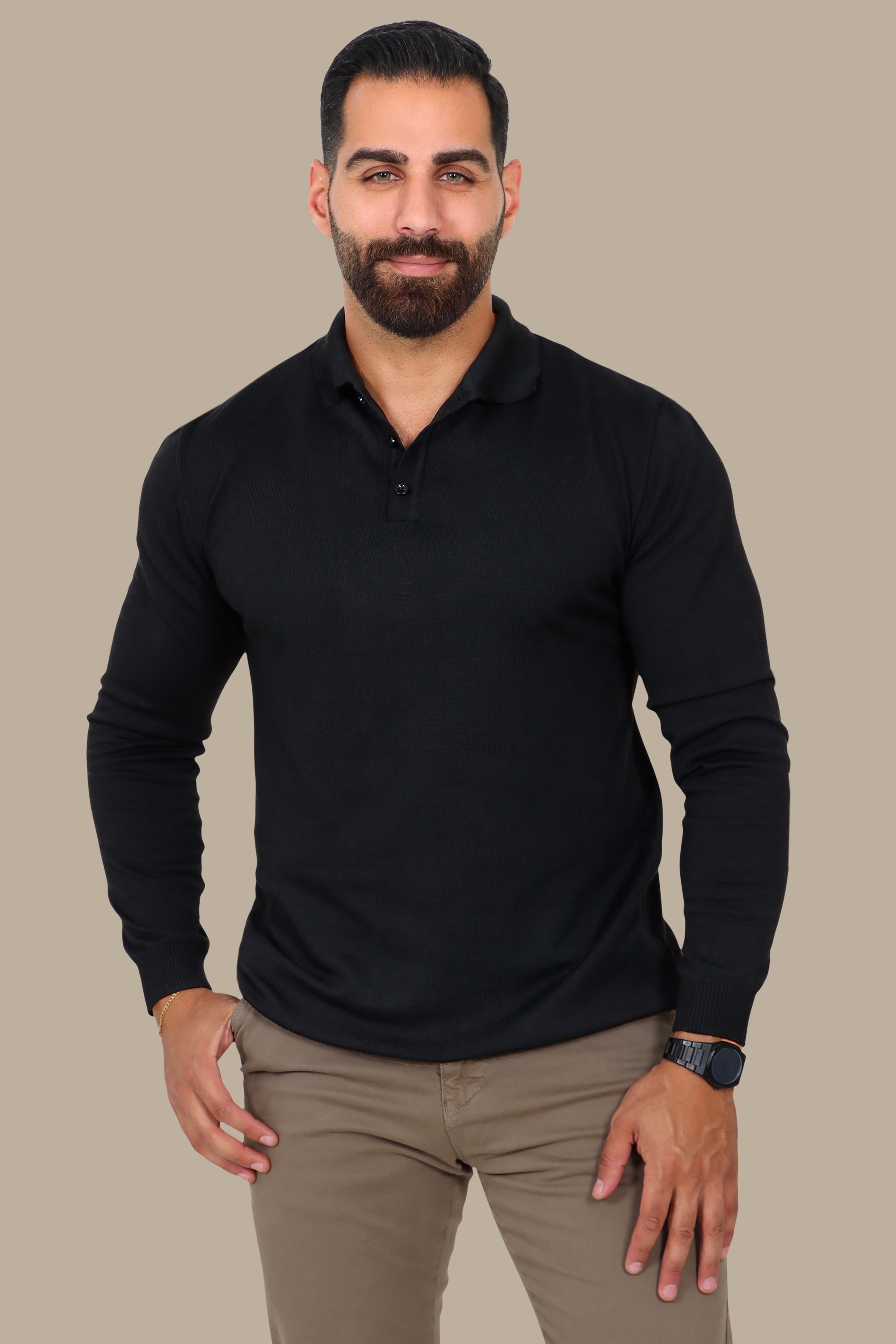 Mercerized Polo Plain Black