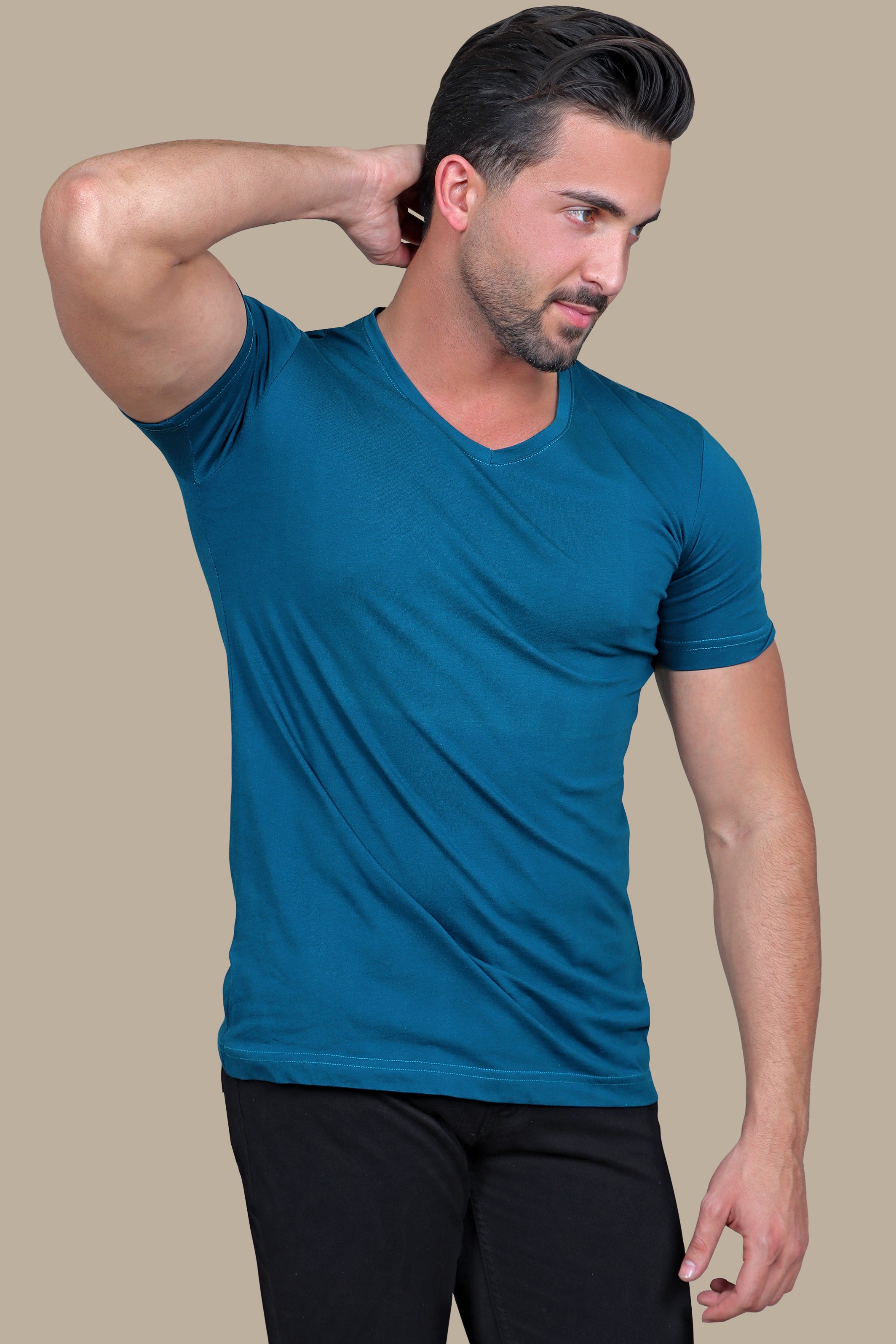 Petrol Basic V-Neck T-Shirt