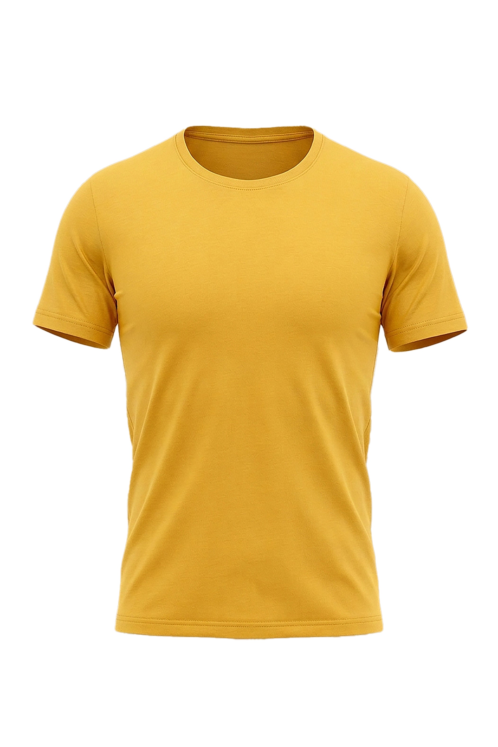 Sunny Glow: Basic Round Neck Tee in Vibrant Yellow