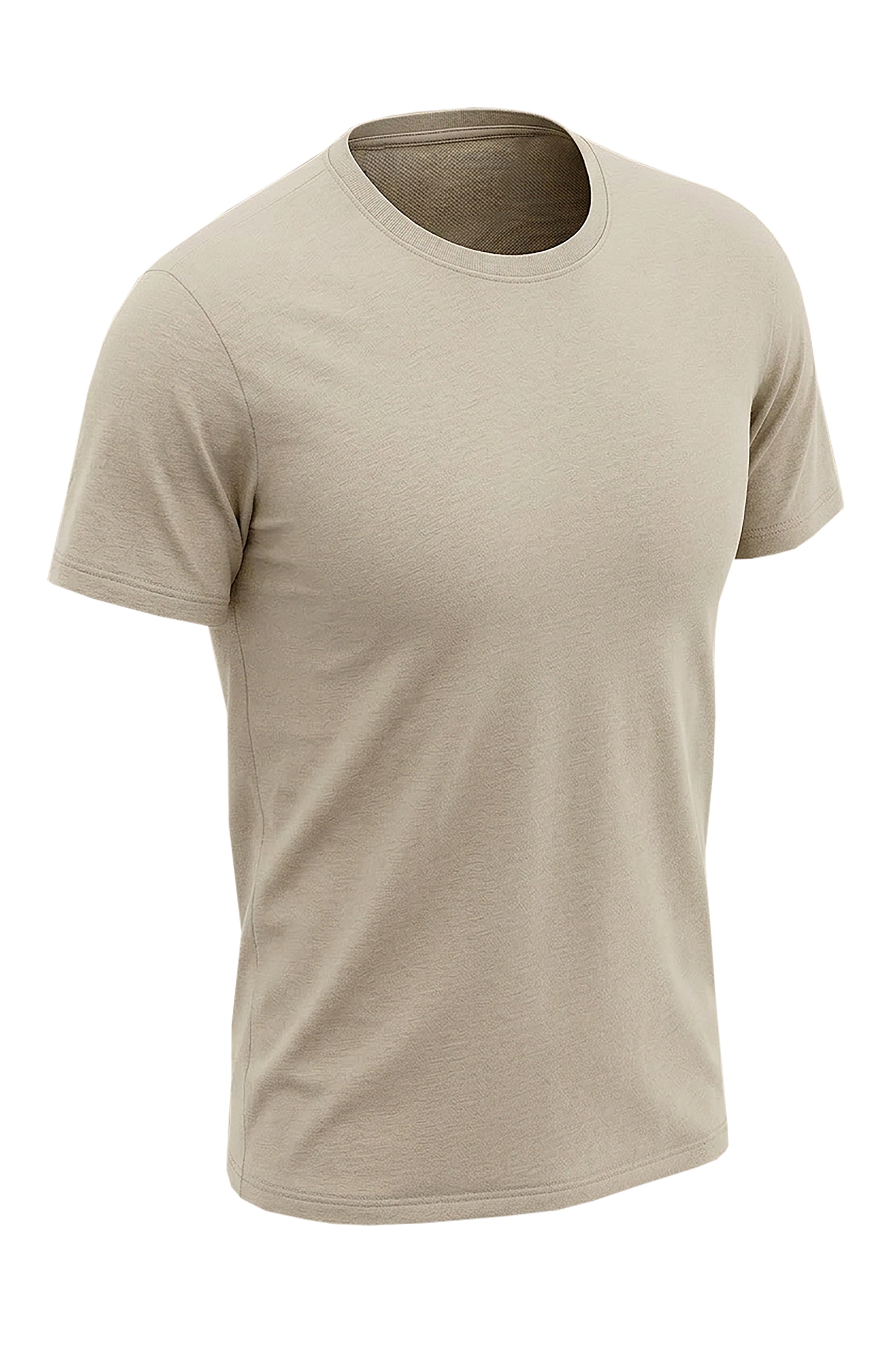 Light Beige Basic Round Neck T-Shirt