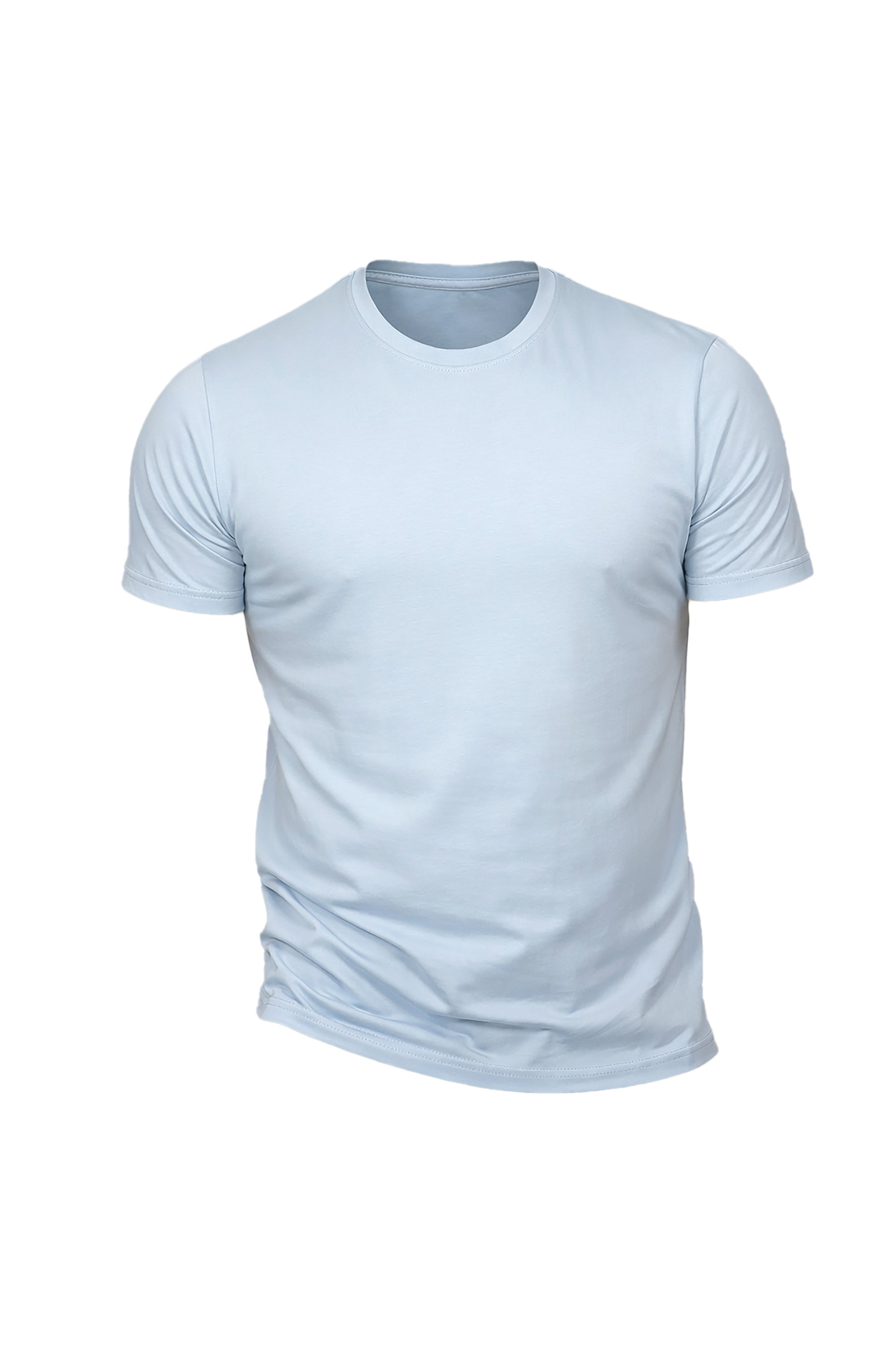 Light Blue Basic Round Neck T-Shirt