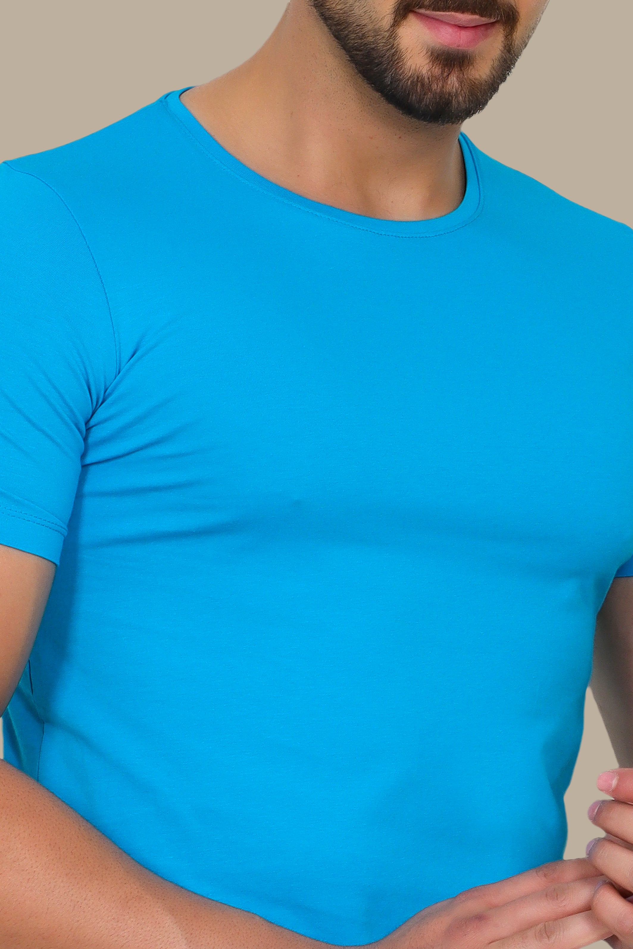 Turquoise Basic Round Neck T-Shirt