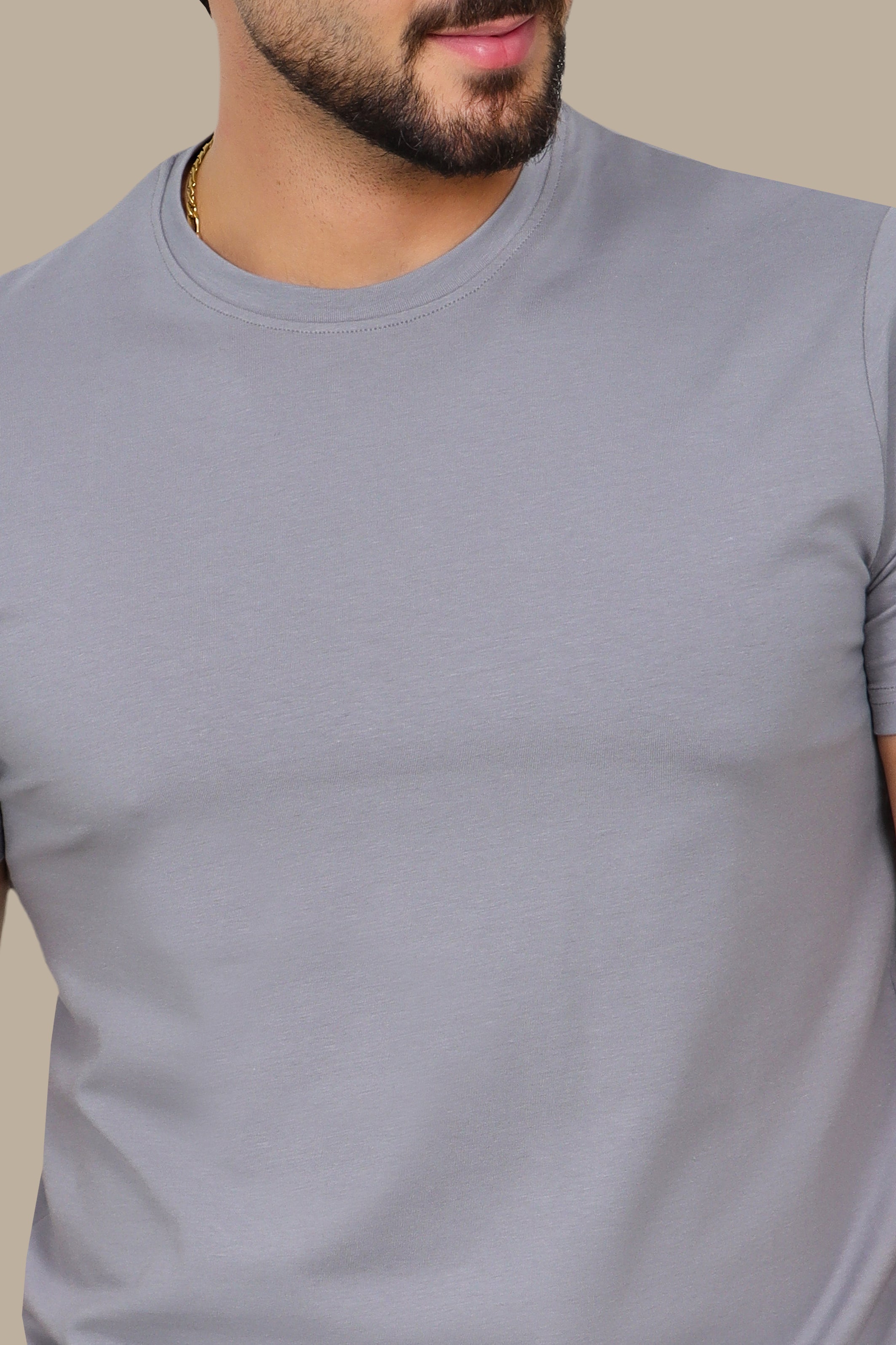 Dark Grey Basic R-Neck T-Shirt