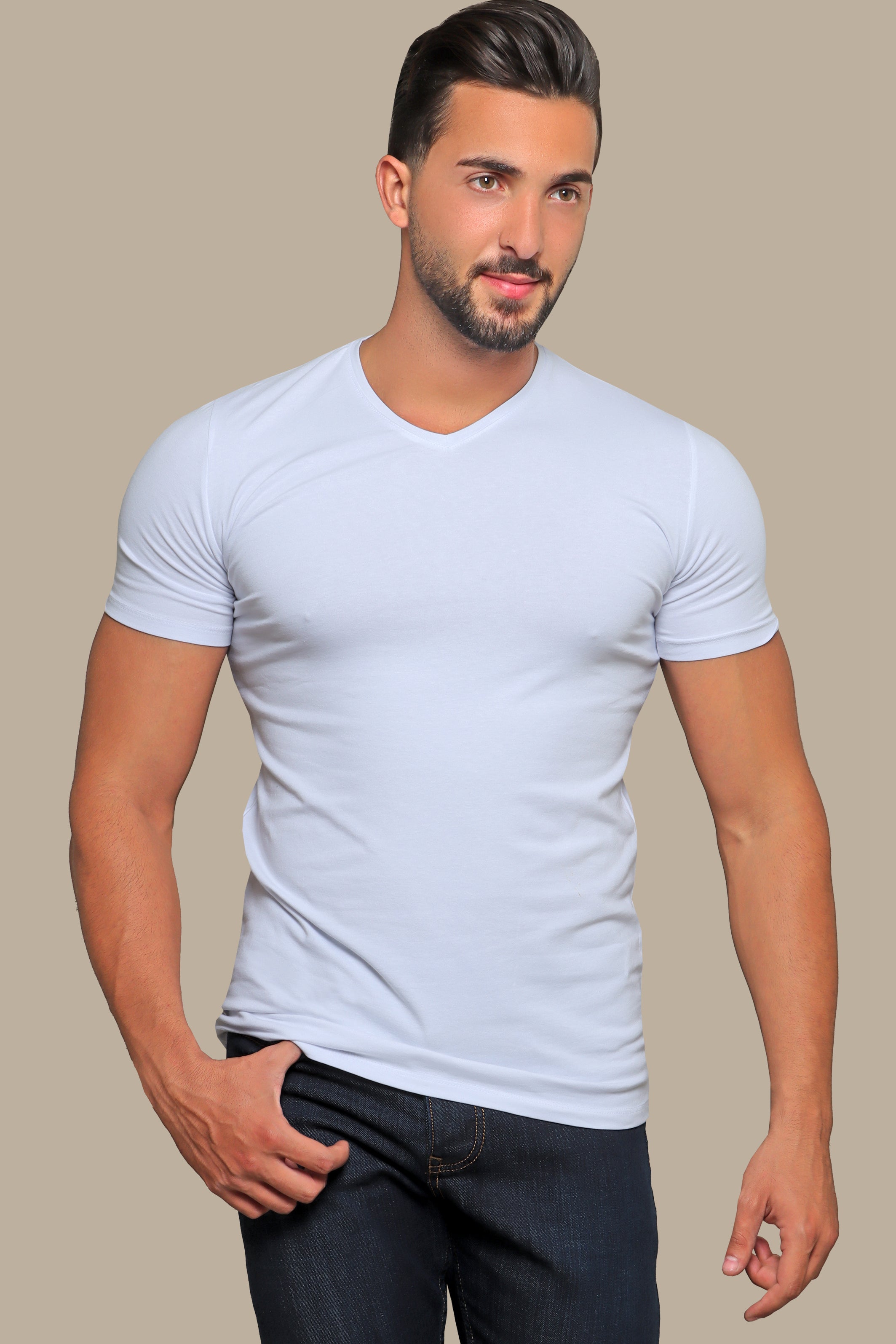 White Basic V-Neck T-Shirt