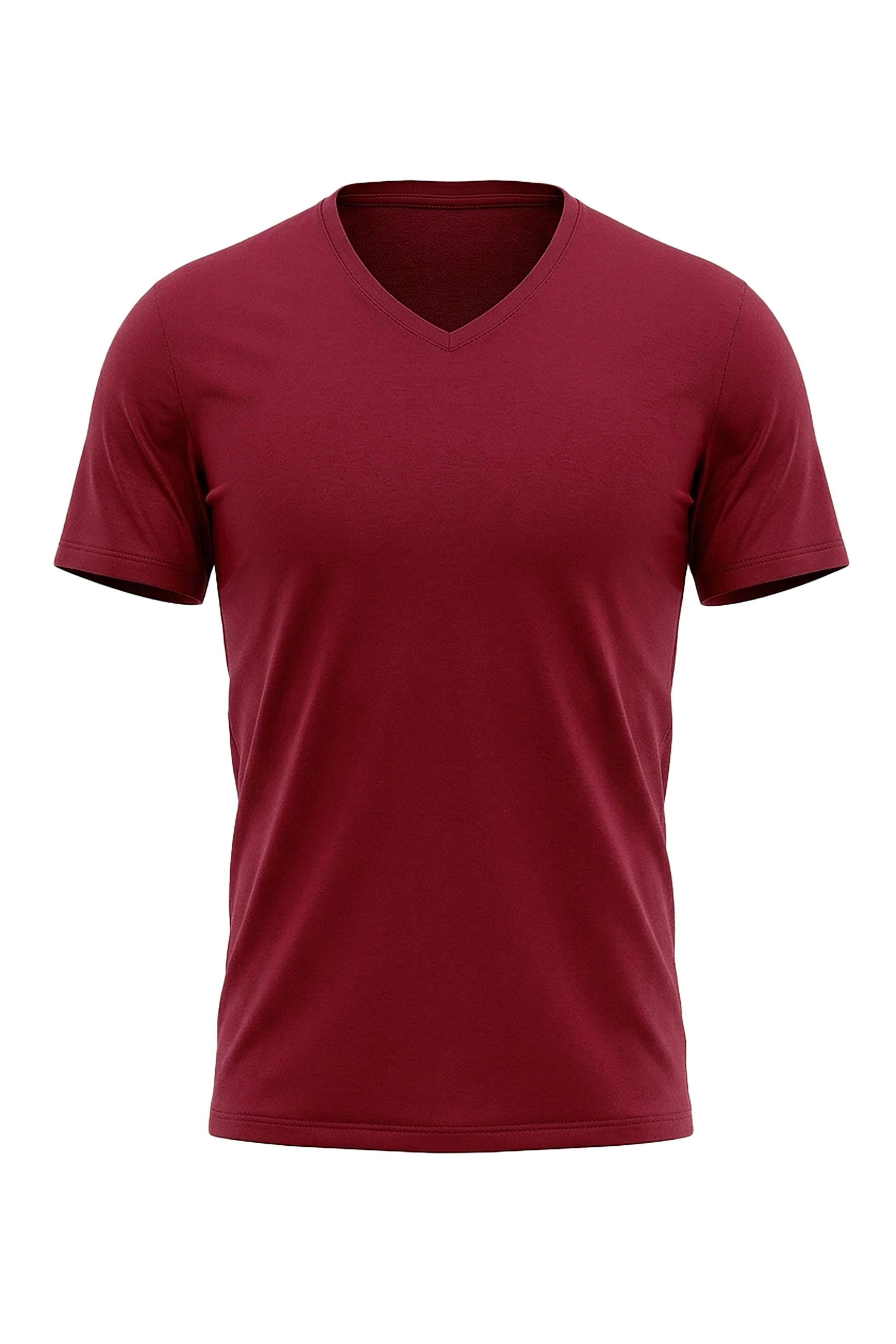 Burgundy Basic V-Neck T-Shirt