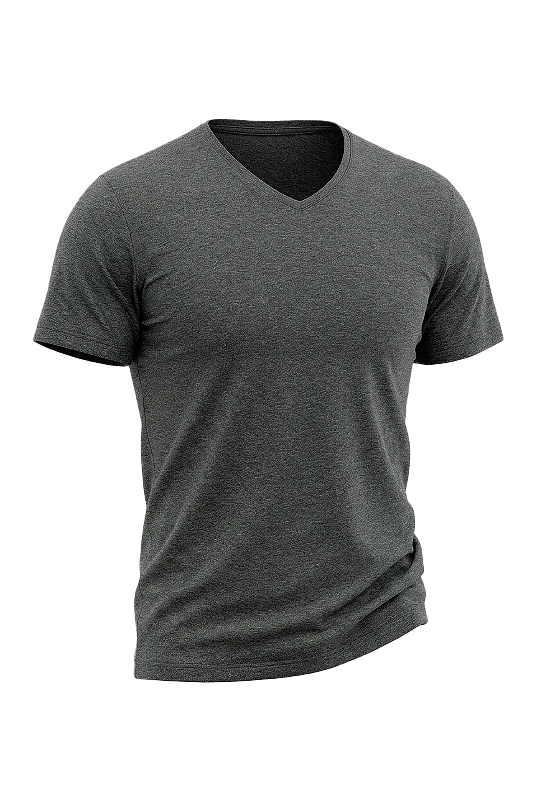Urban Edge: Dark Grey Delight in Short Sleeve Basic V-Neck