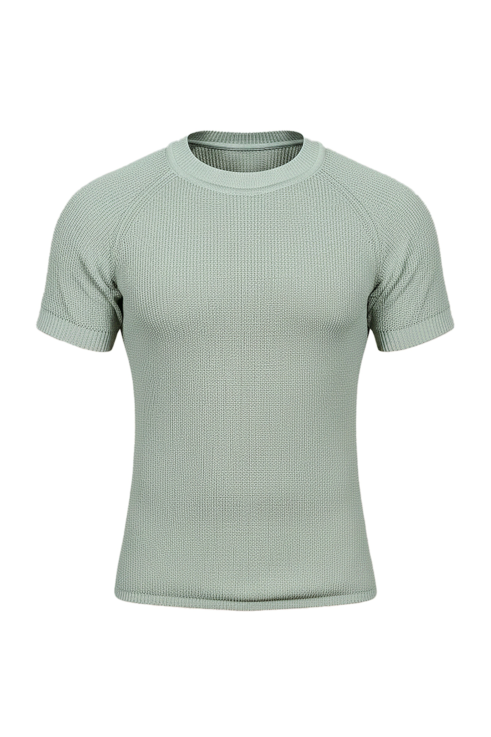 Classic Comfort: Olive Knitted Round Neck T-Shirt