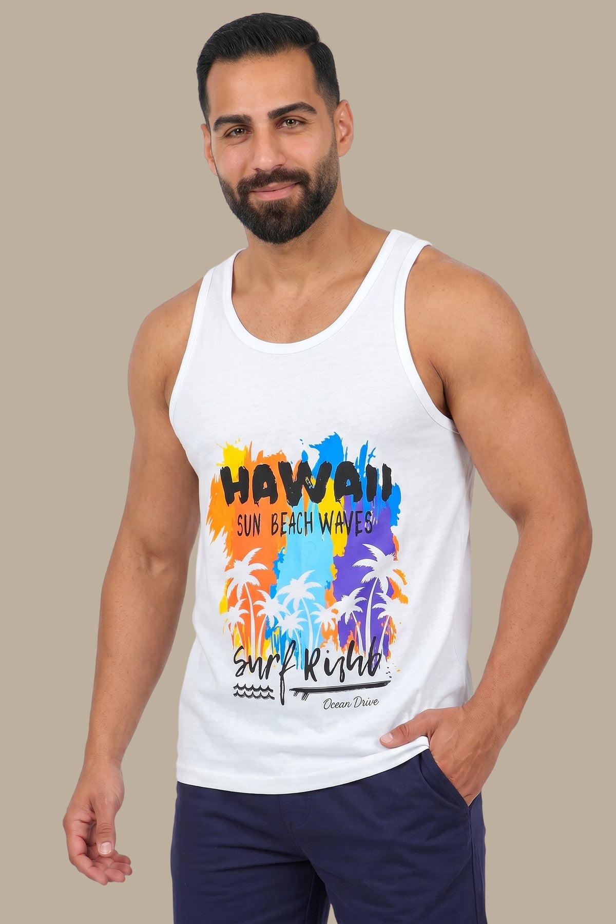 Island Breeze: White Sleeveless Shirt