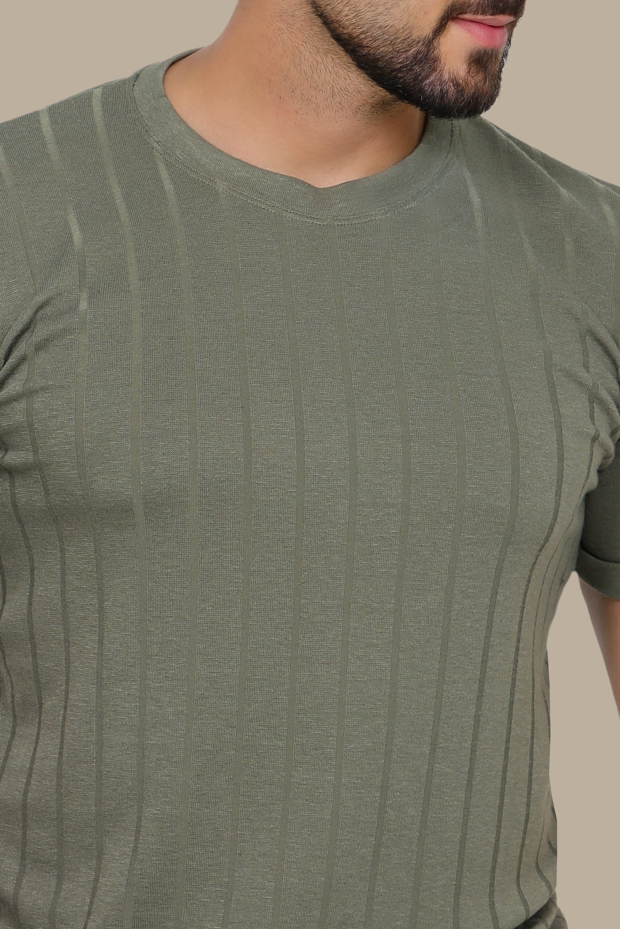 Khaki Striped Classic: Essential T-shirt