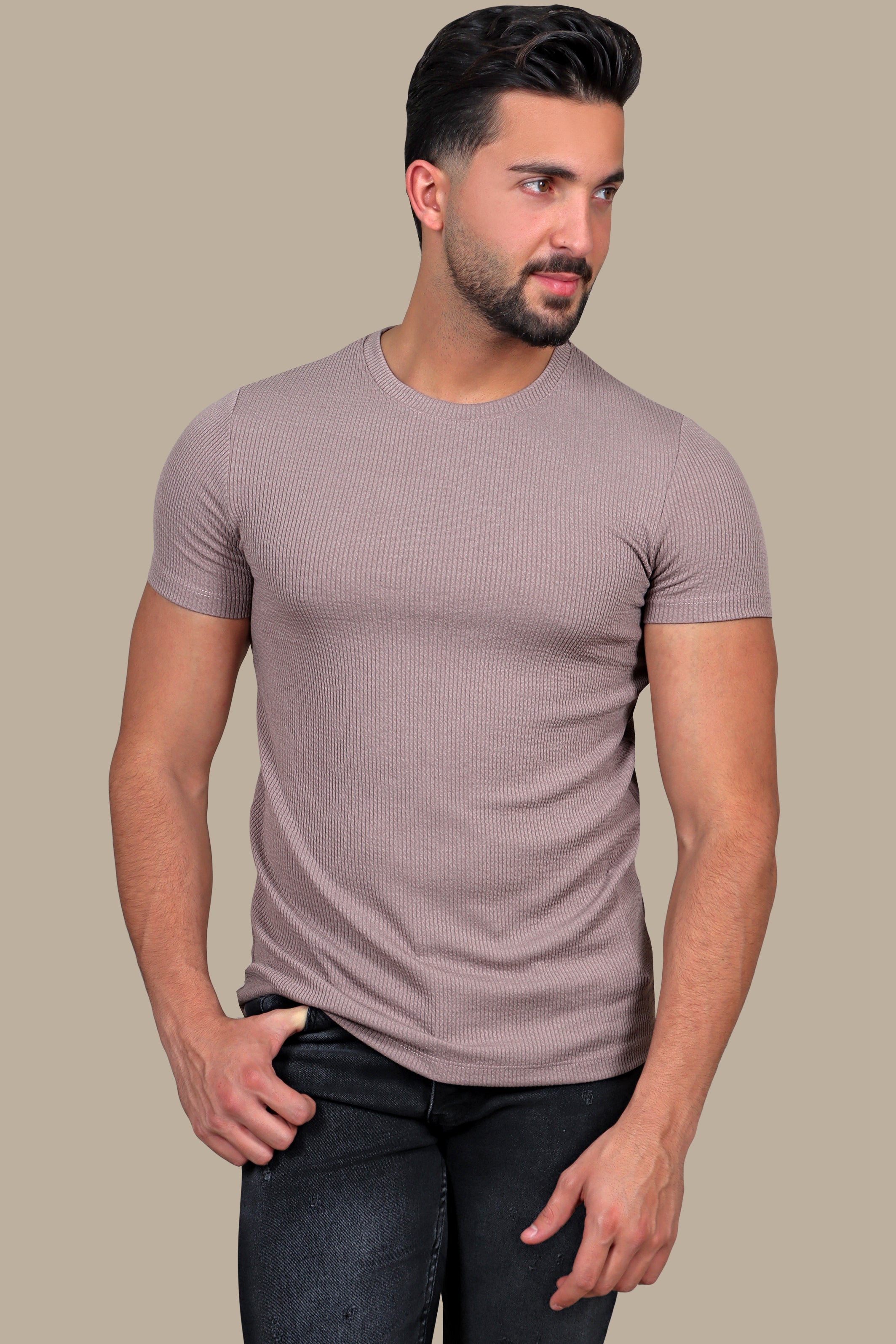 Urban Edge: Black Ripped Vertical Round Neck T-shirt