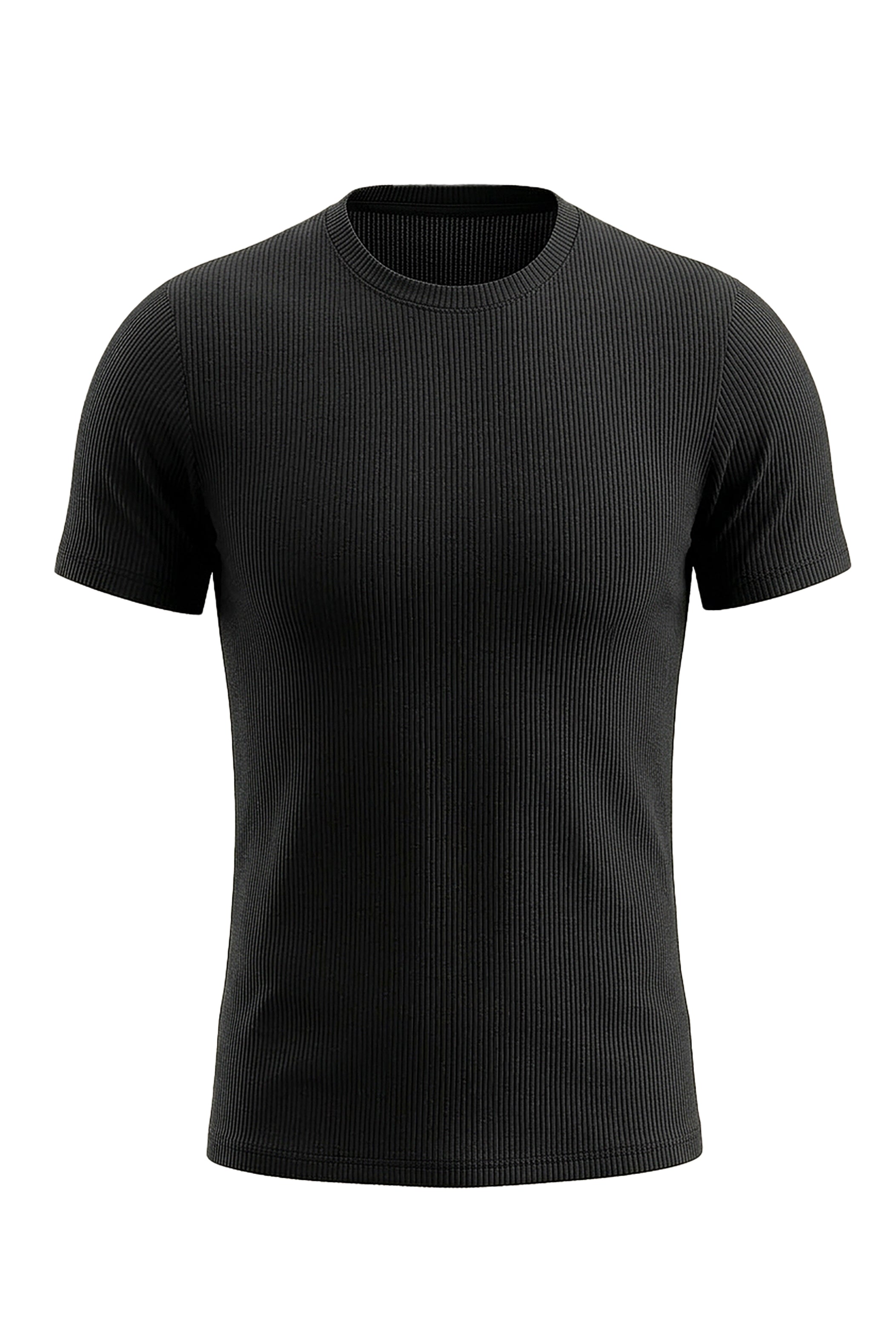 Urban Edge: Black Ripped Vertical Round Neck T-shirt