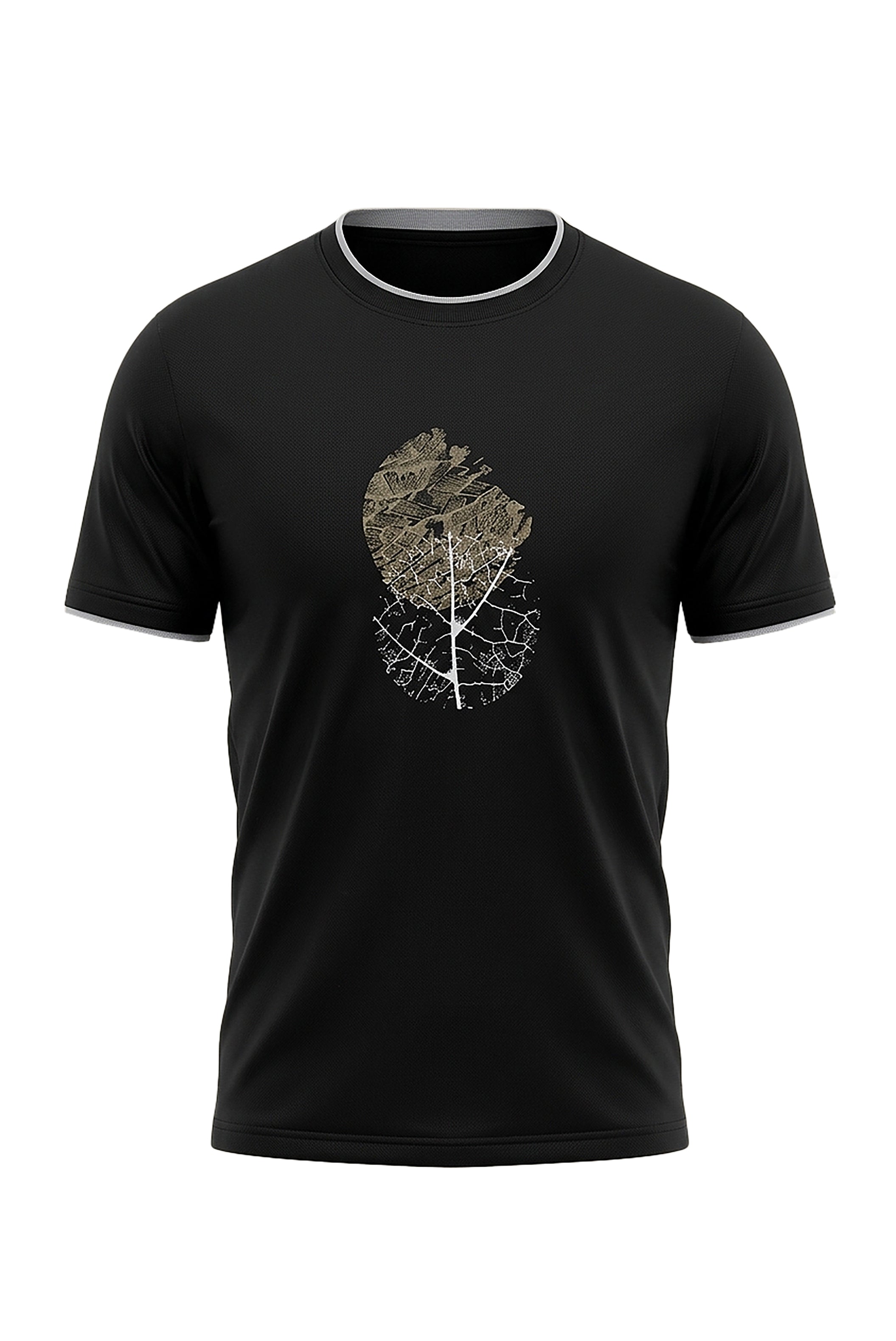 Bold Circle: Double Collar Printed T-Shirt in Black