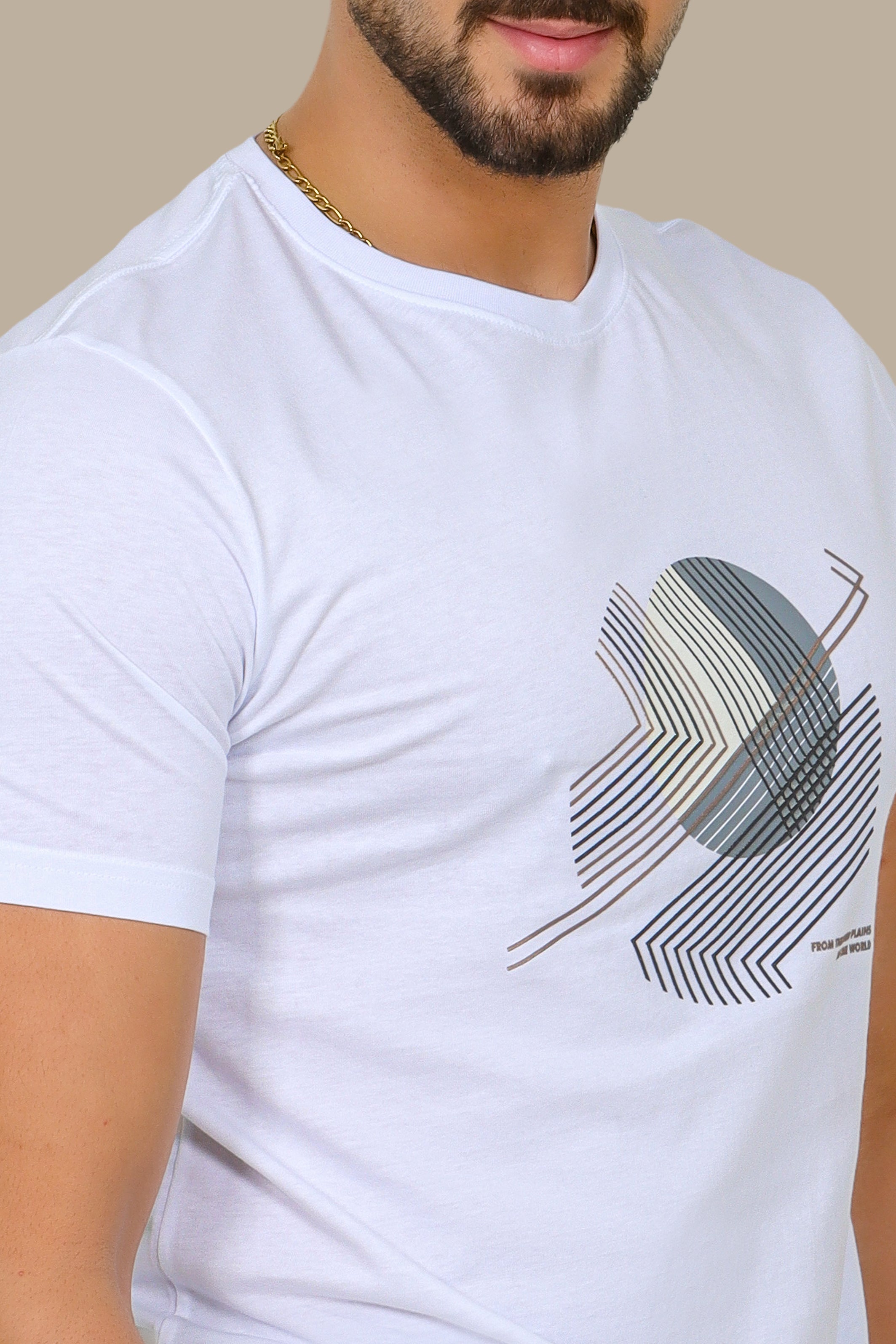 White T-Shirt with Mid Circle Print
