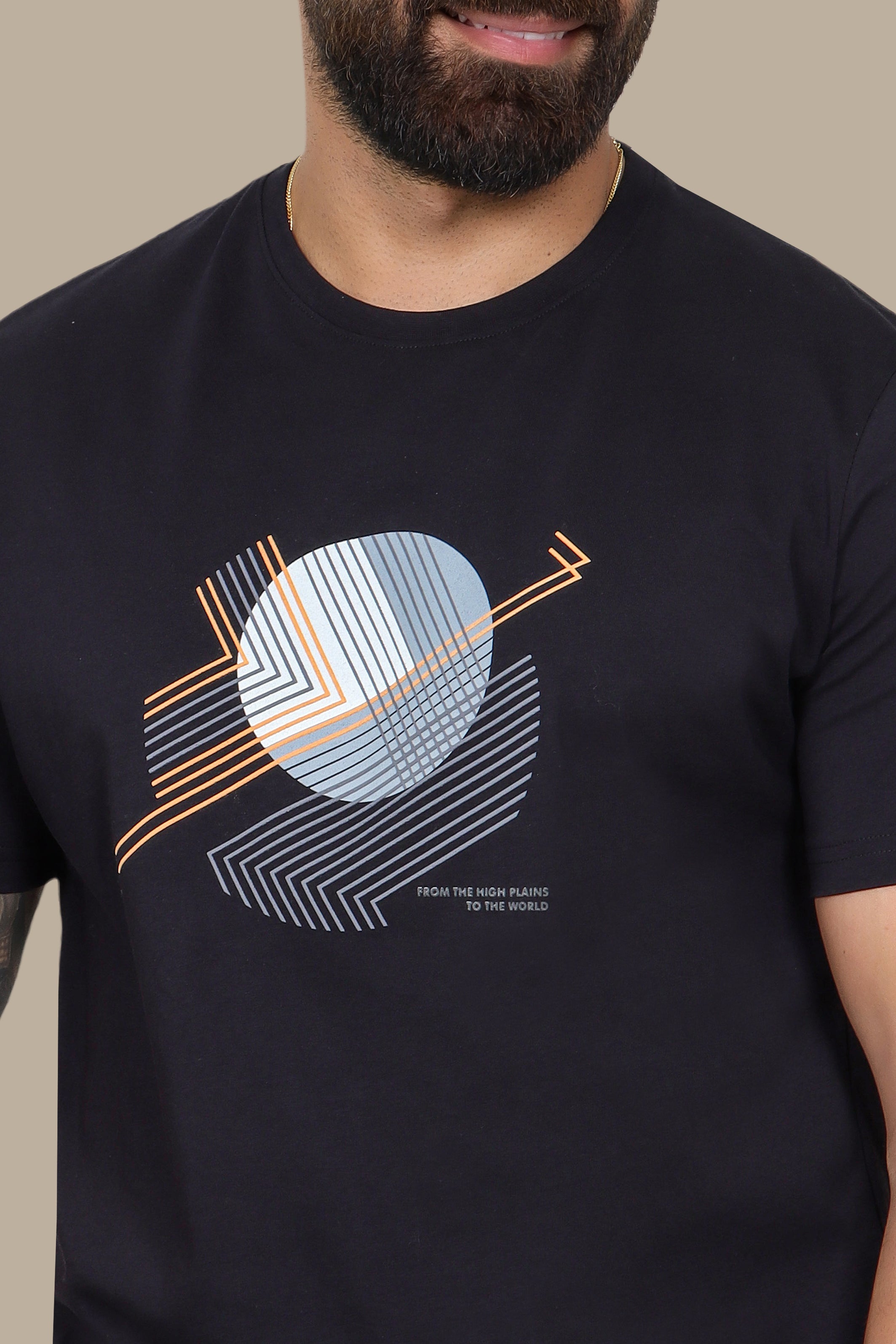 Black T-Shirt with Mid Circle Print